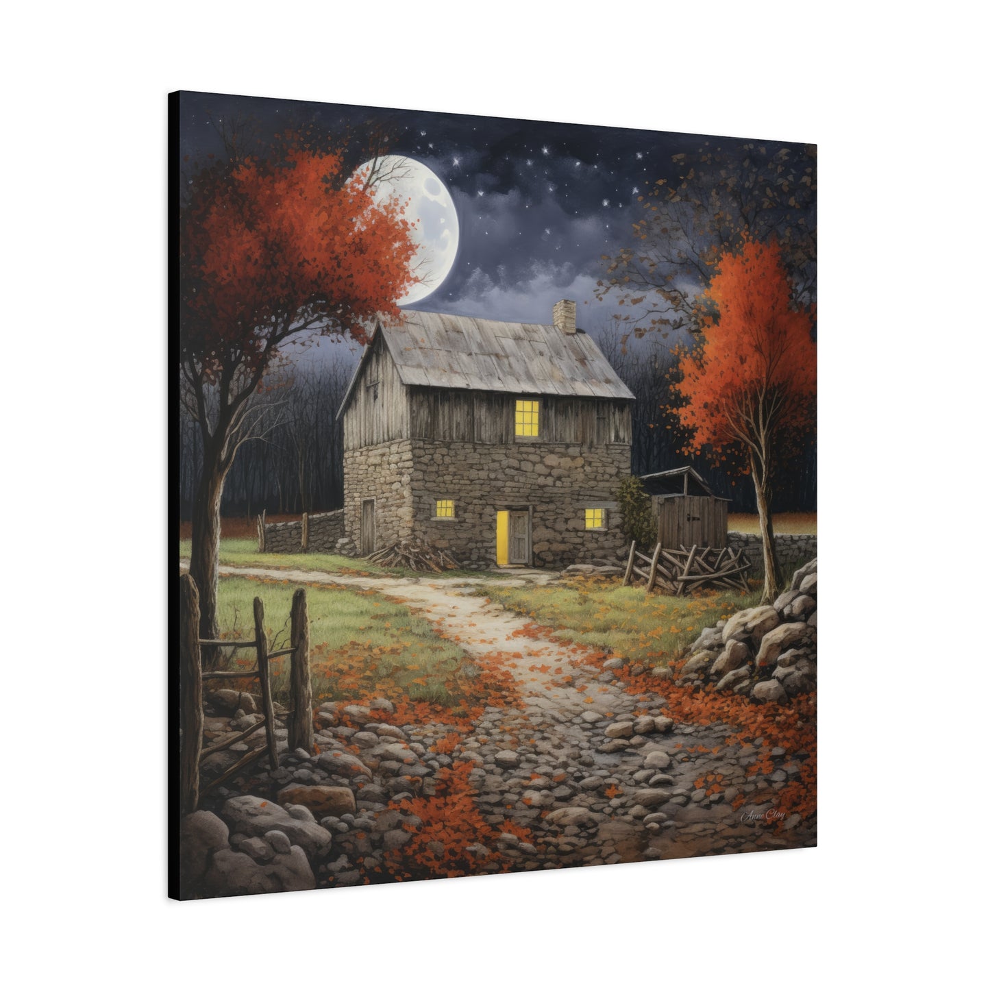 Rustic Cabin Art Print, Home Decor, Autumn Wall Art, Cozy Living Room Decor, Gift for Nature Lovers, Fall Decor