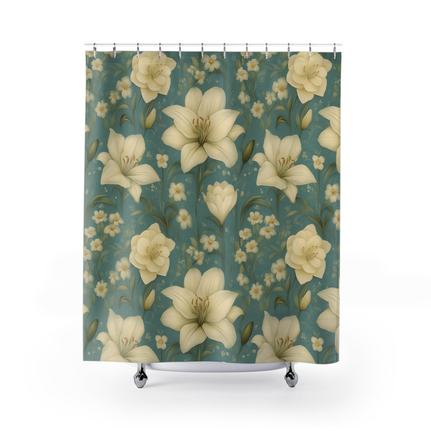 Elegant Floral Shower Curtain - Vintage Home Decor, Bathroom Accessories, Floral Pattern, Gift for Her, Spring Decor