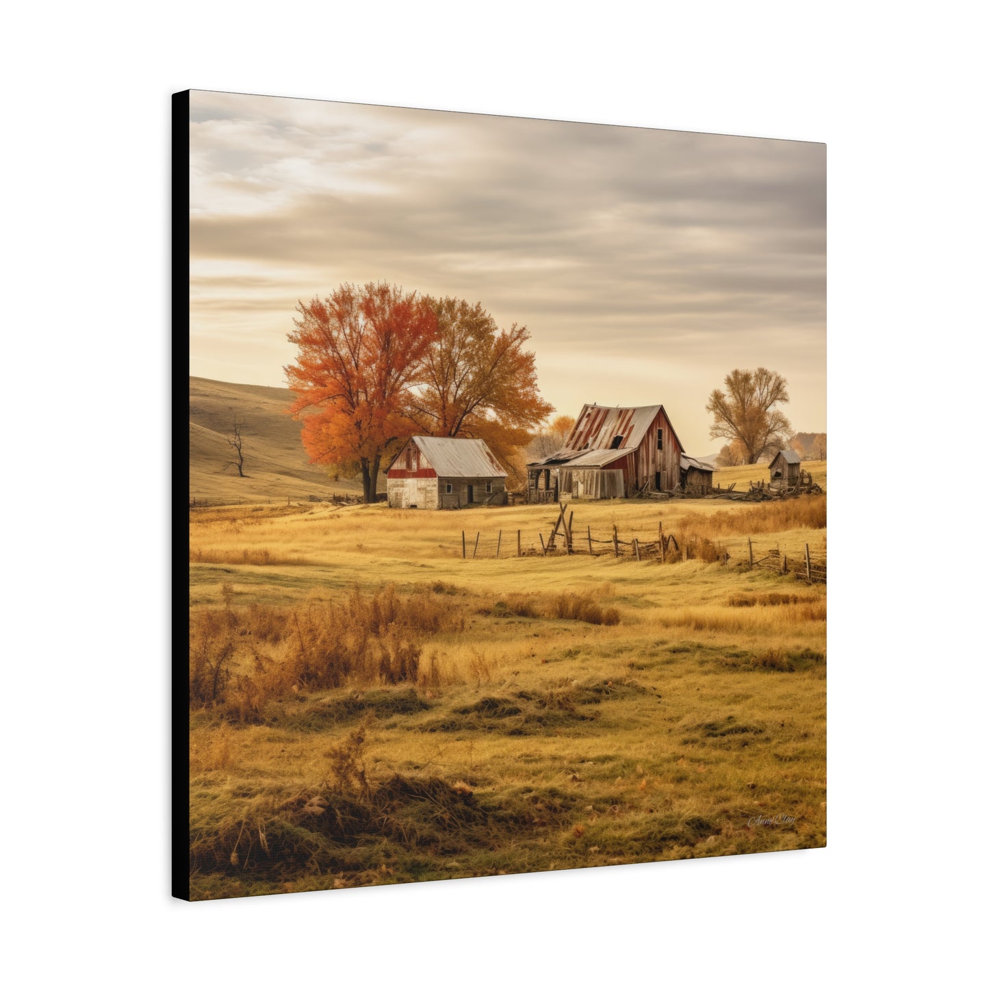 Rustic Farmhouse Canvas Wall Art, Autumn Landscape Decor, Cozy Home Decoration, Farmhouse Style Gift, Rustic Wall Art for All Occasions