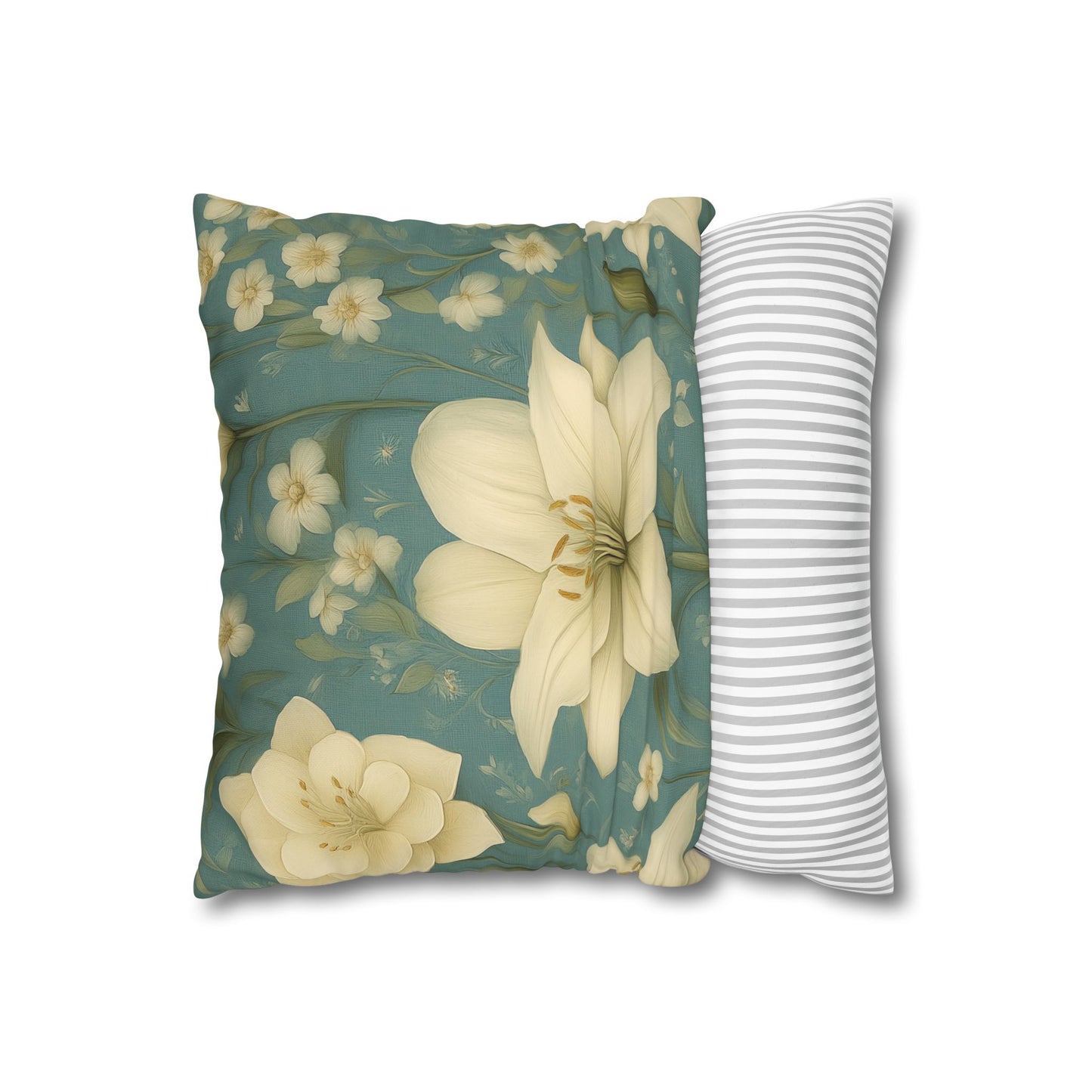 Floral Square Pillowcase, Cozy Home Decor, Gift for Flower Lovers, Soft Decorative Pillow, Spring Living Room Accessories