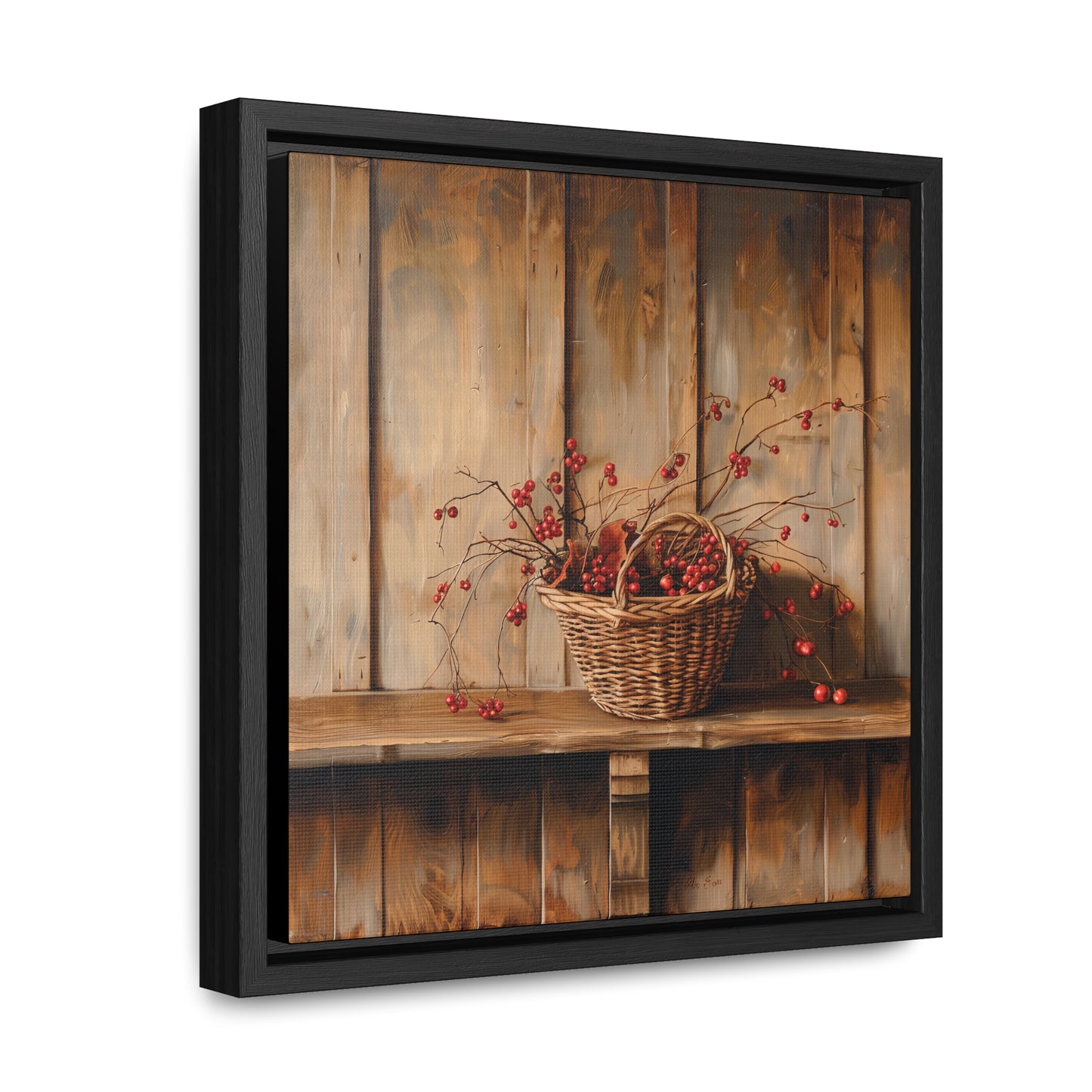 Basket of Bittersweet Gallery Canvas Wraps, Square Frame