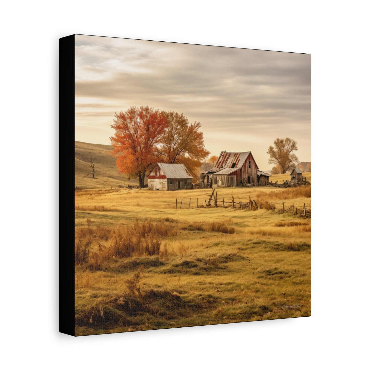 Rustic Farmhouse Canvas Wall Art, Autumn Landscape Decor, Cozy Home Decoration, Farmhouse Style Gift, Rustic Wall Art for All Occasions