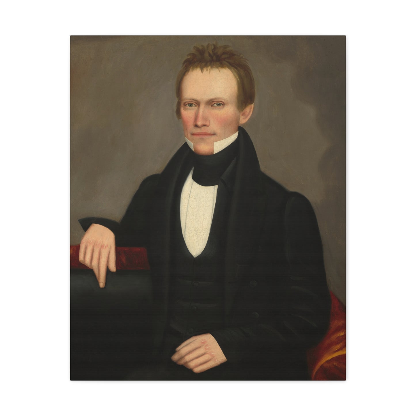Early American Folk Art Man Classic Portrait Canvas Wall Art - Timeless Elegance for Home Decor