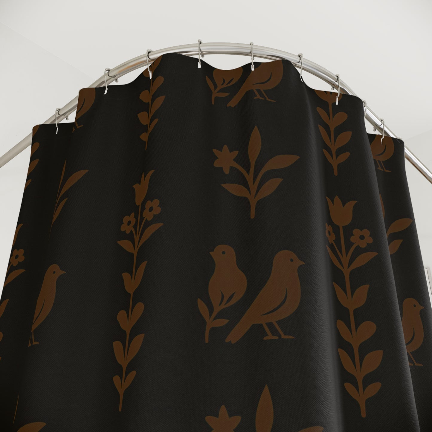 Elegant Floral Shower Curtain, Bathroom Decor, Bird Design, Nature-Inspired, Home Gift, Boho Style