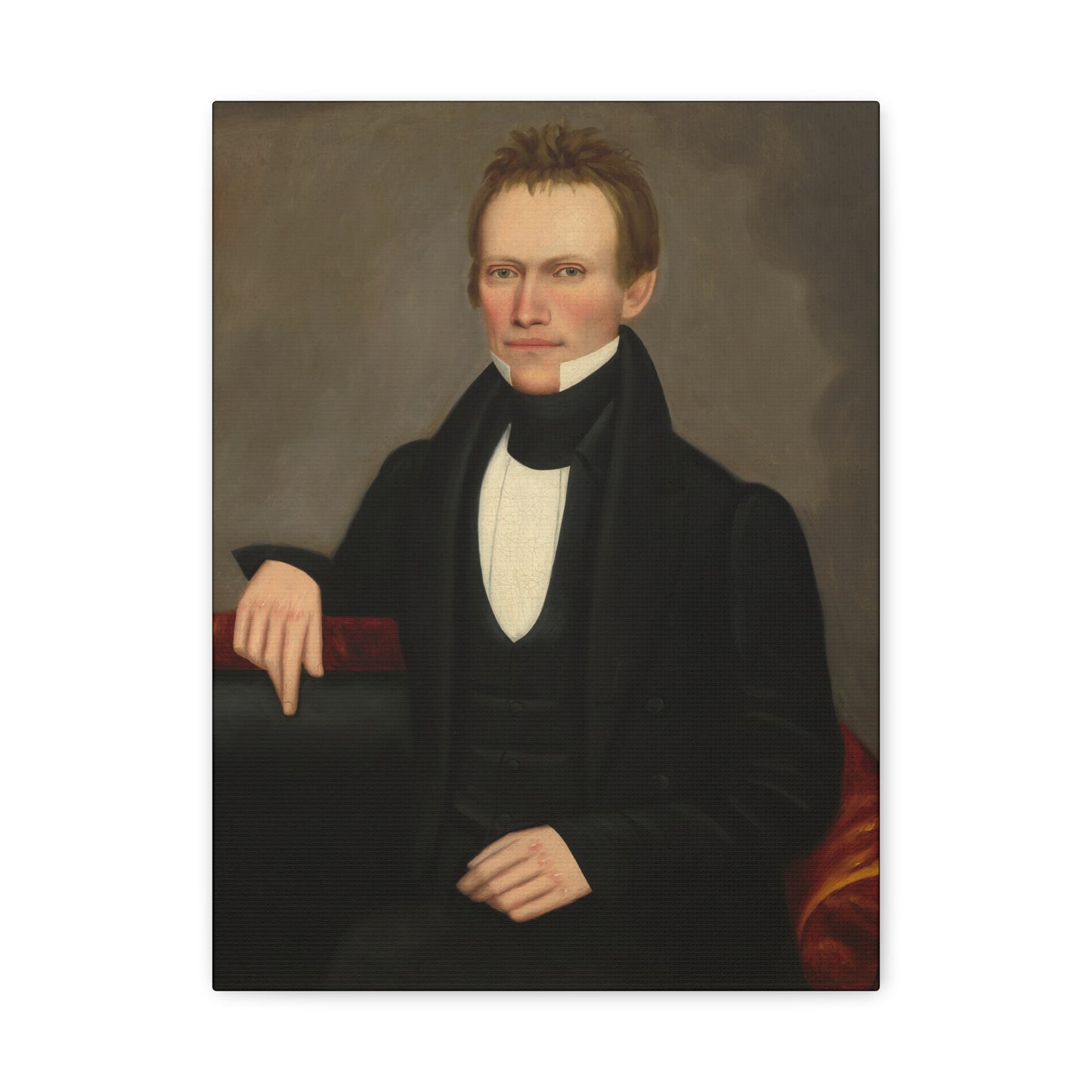 Early American Folk Art Man Classic Portrait Canvas Wall Art - Timeless Elegance for Home Decor