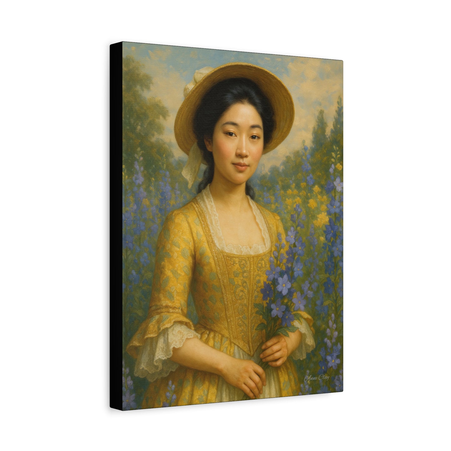 Floral Portrait Canvas, Vintage Art Print, Elegant Home Decor, Gift for Art Lovers, Wall Art for Living Room