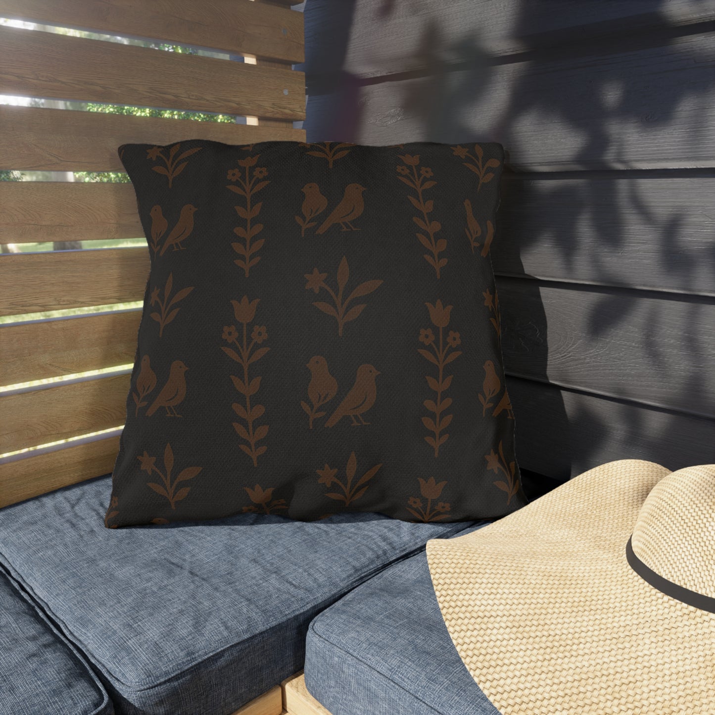 Chic Outdoor Pillows with Bird and Floral Design, Patio Decor,Garden Cushions, Boho Style, Cozy Home Accessories