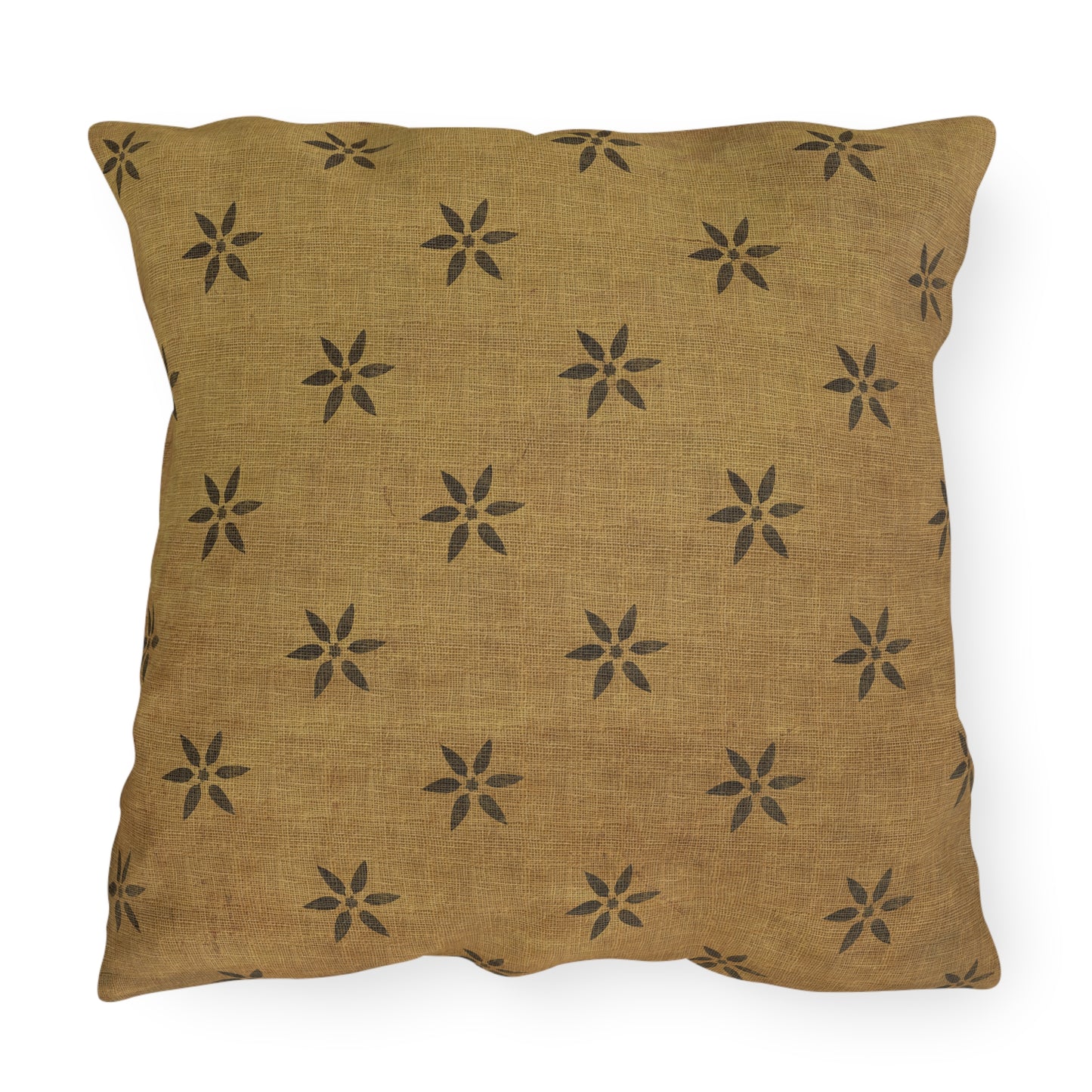 Grungy Burlap style Stencil Petals Outdoor Pillows