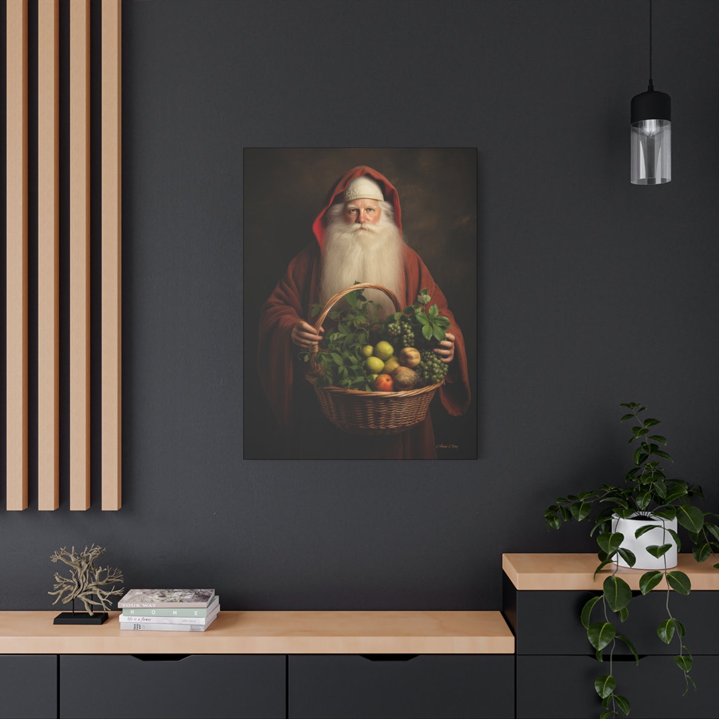 Fruit Basket Santa Matte Canvas, Stretched, 1.25"