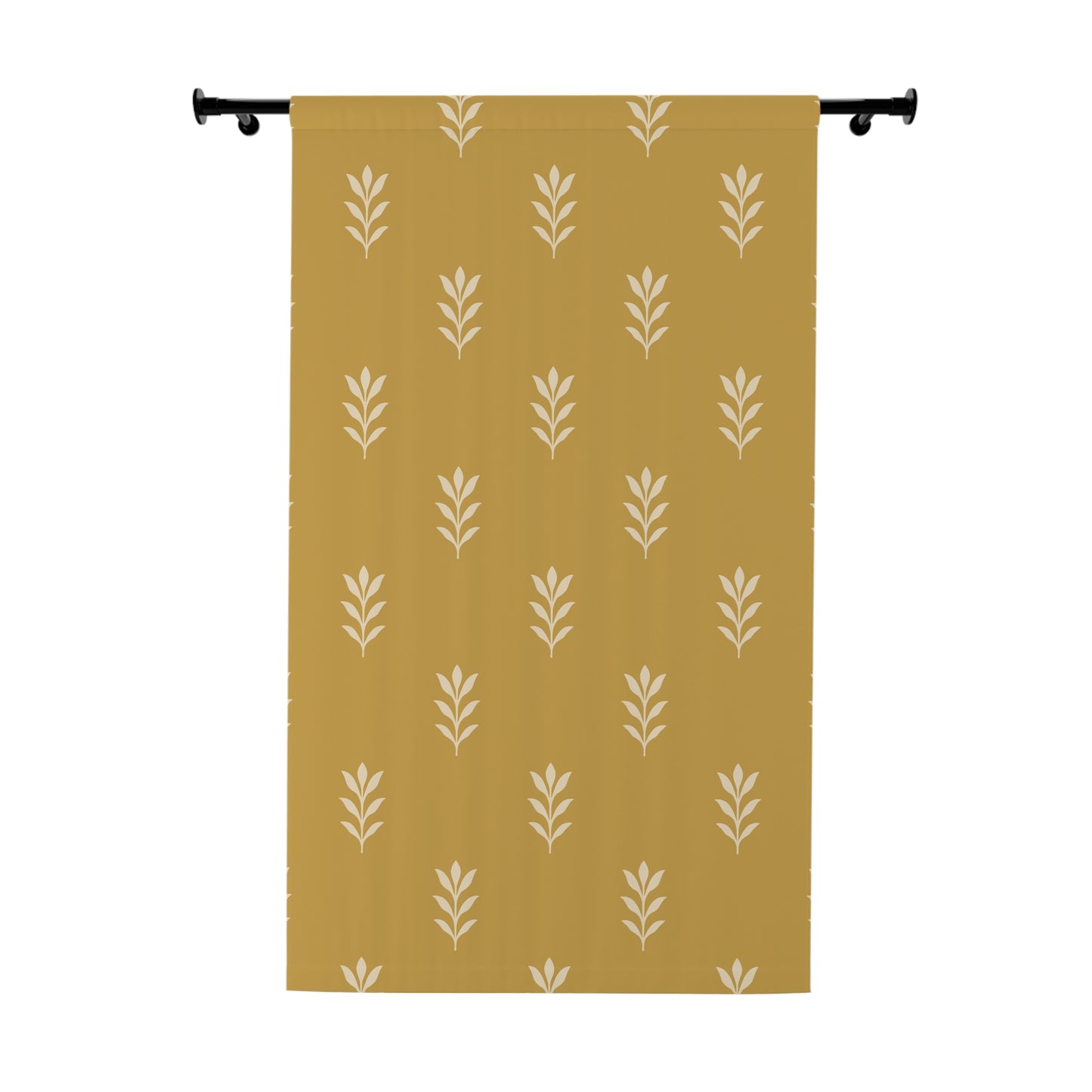 Cream on Mustard Stencil Primitive Window Curtain - Elegant Home Decor, Living Room Accent,