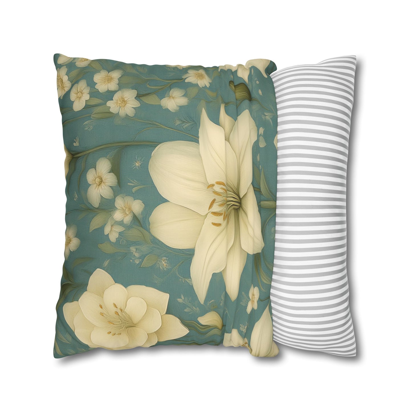 Floral Square Pillowcase, Cozy Home Decor, Gift for Flower Lovers, Soft Decorative Pillow, Spring Living Room Accessories