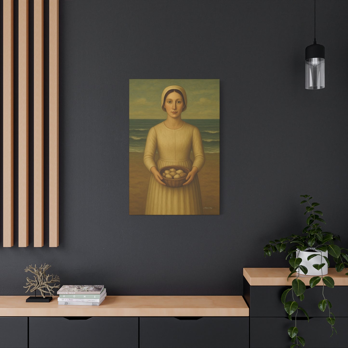 Stretched Canvas Art Print of Young Woman with Eggs, Wall Decor, Vintage Style, Gift for Home, Art Lovers, Mother's Day