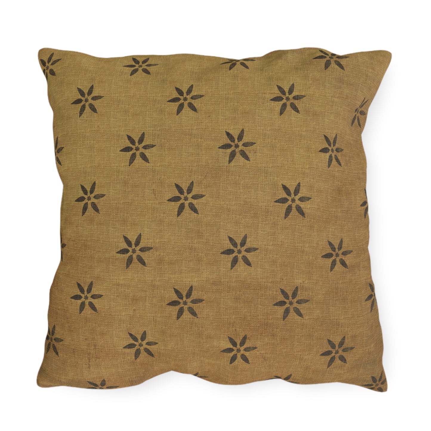 Grungy Burlap style Stencil Petals Outdoor Pillows