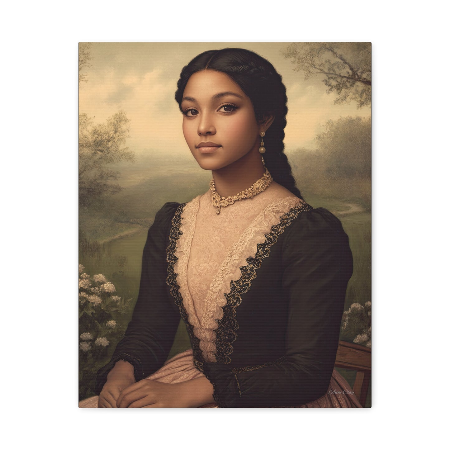 Elegant Stretched Canvas Print of Portrait Art, Vintage Home Decor, Wall Art for Living Room, Gift for Art Lovers, Timeless Design