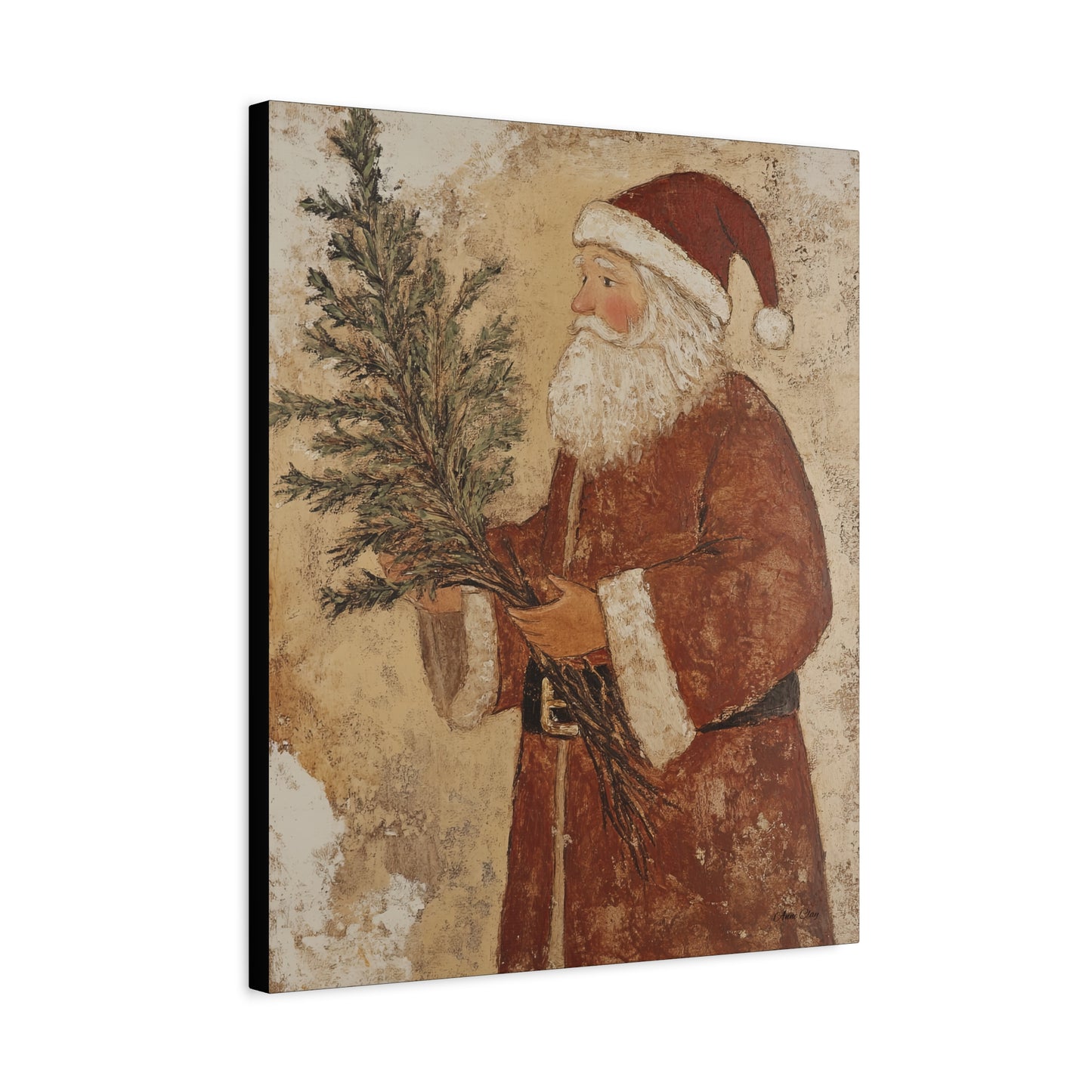 Grunge Classic Santa Matte Canvas, Stretched, 1.25"