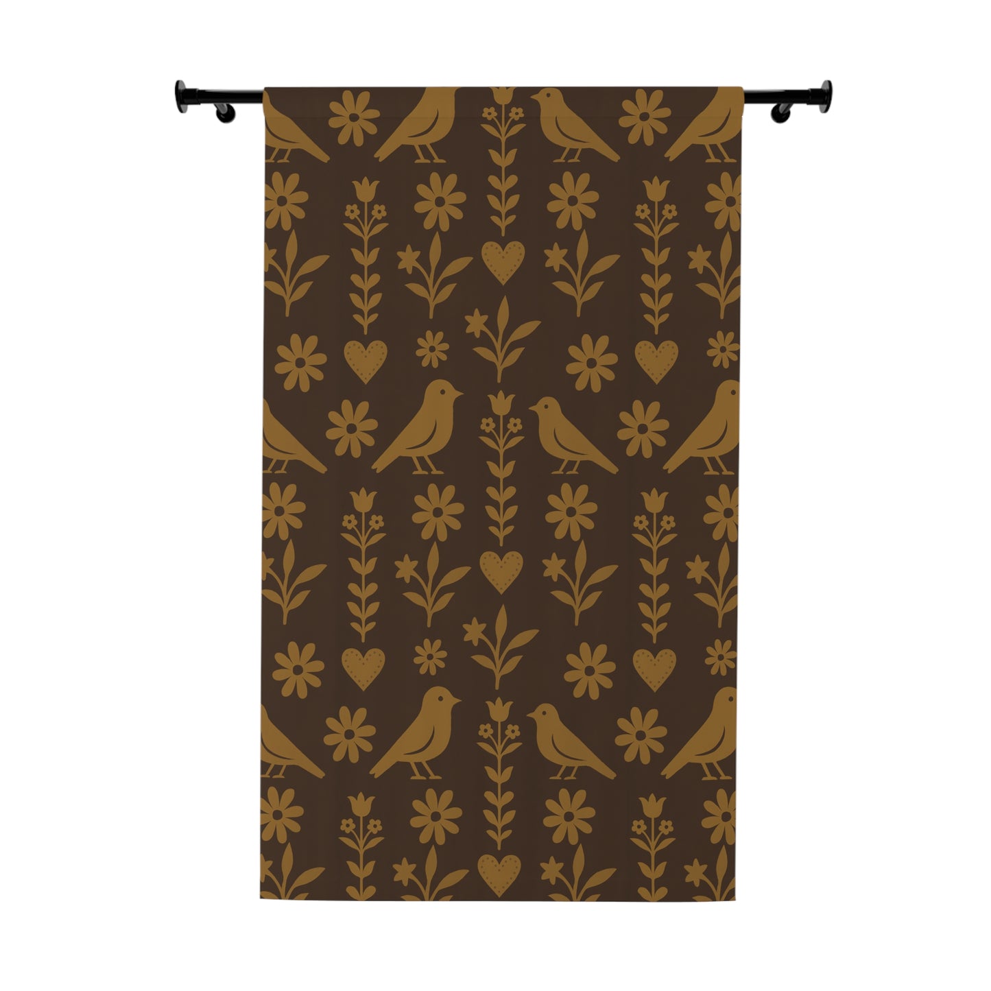 Chic Bird & Flower Print Window Curtain