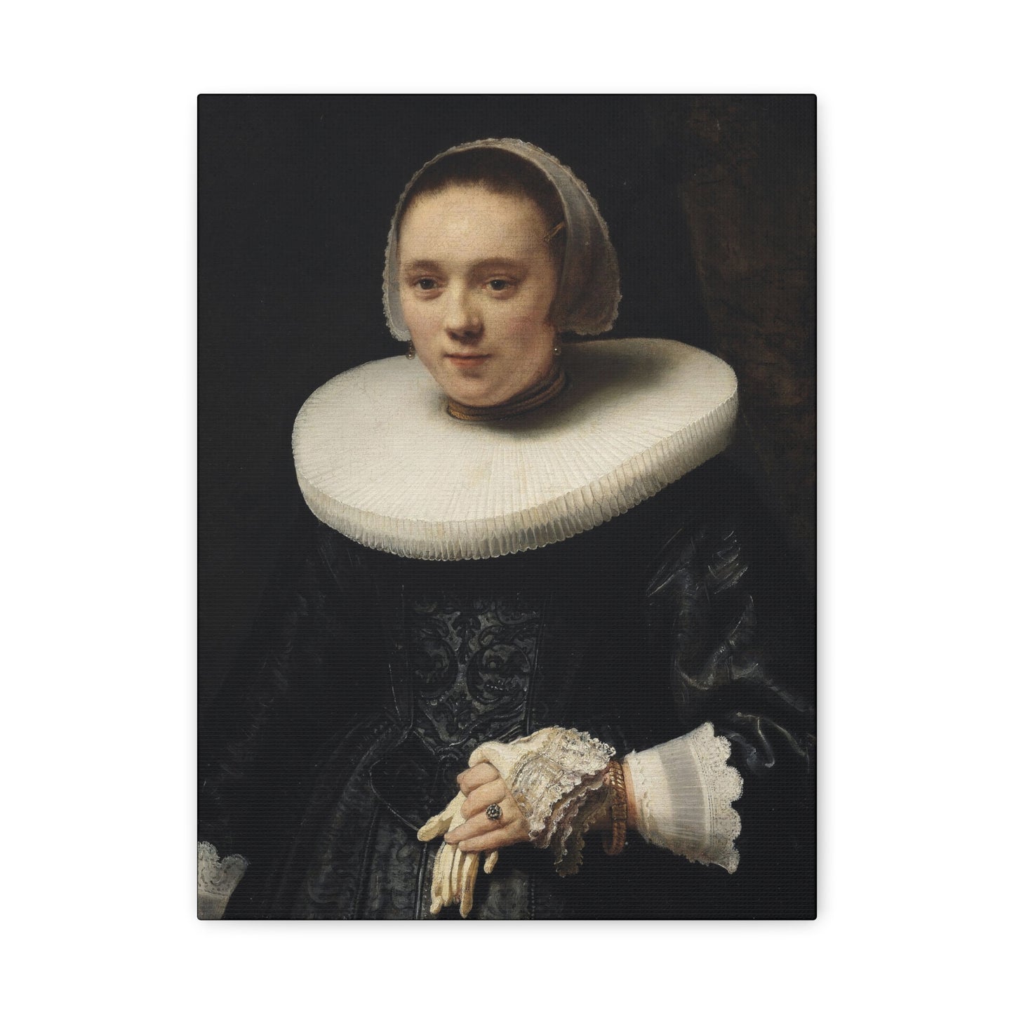 1600's Woman Classic Portrait Matte Canvas Wall Art – Elegant Home Decor for Art Lovers