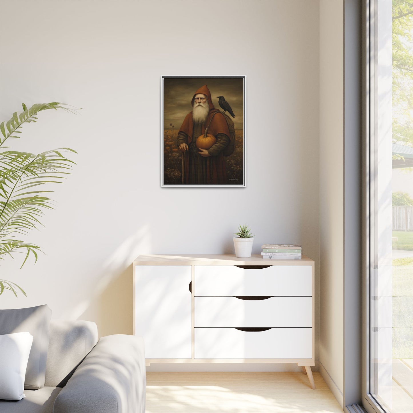 Framed Autumn Canvas Art, Fall Decor for Home, Harvest Wall Art, Thanksgiving Gift, Rustic Nature Painting