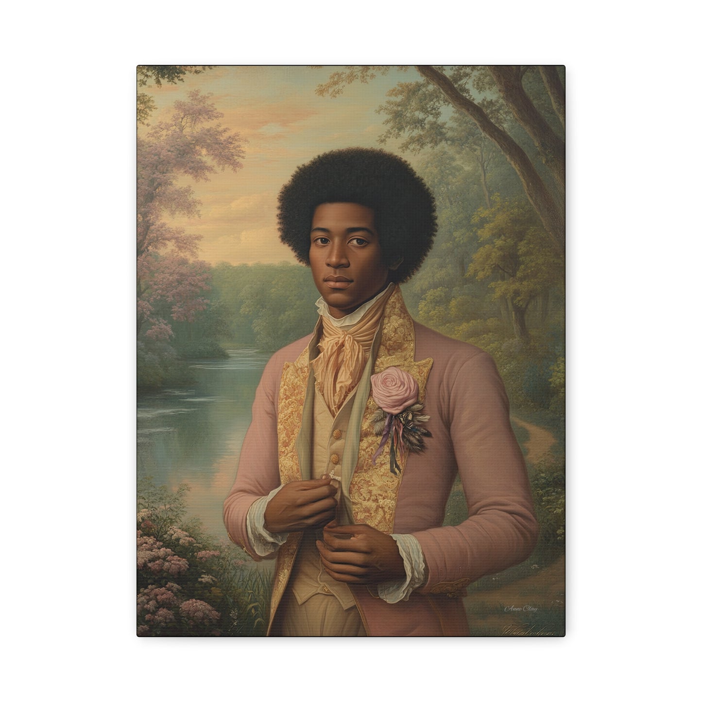 Elegant Portrait Canvas Art, Vintage Wall Decor, Home Aesthetic, Gift for Art Lovers, Framed Canvas, Romantic Home Decor, Historical Artwork