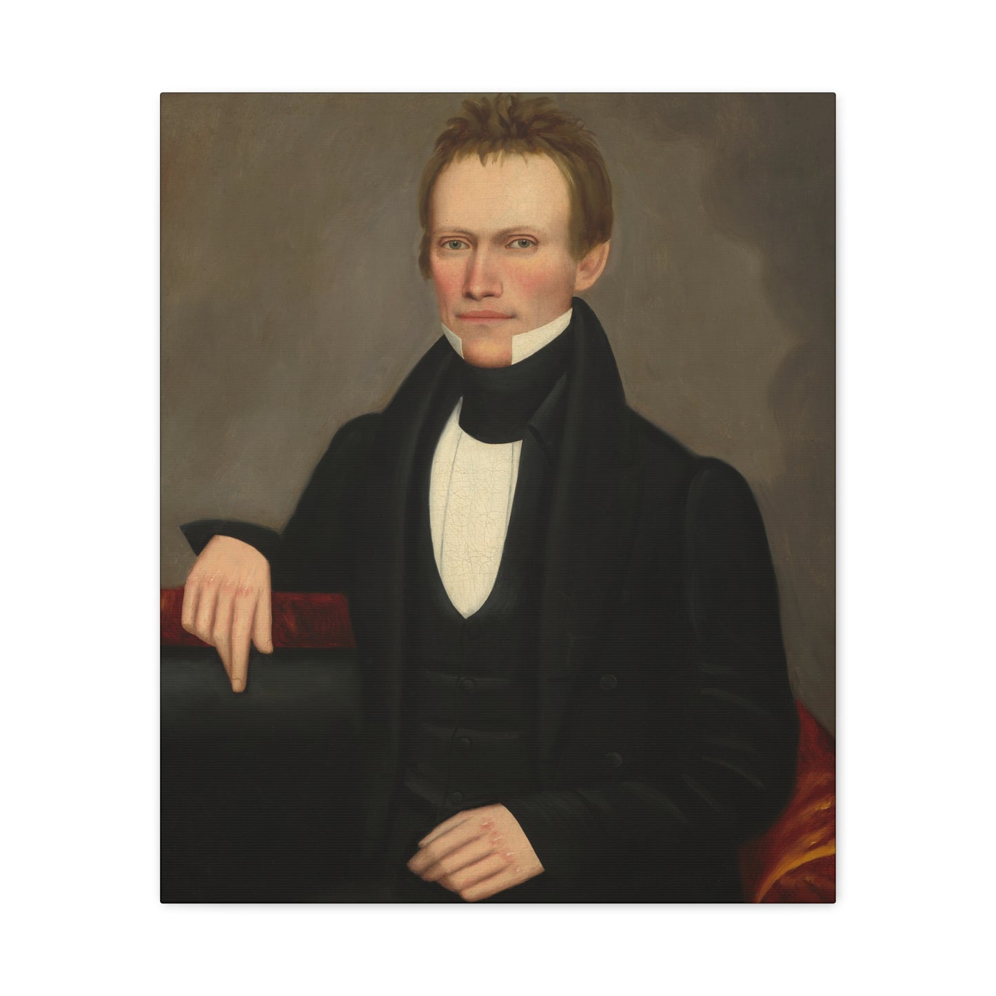 Early American Folk Art Man Classic Portrait Canvas Wall Art - Timeless Elegance for Home Decor