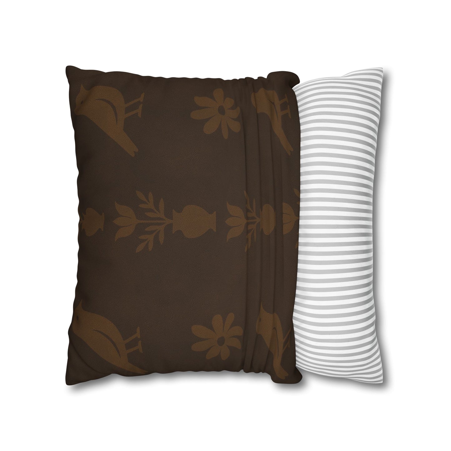 Cozy Bird-Patterned Poly Canvas Pillowcase, Decorative Throw Pillow Cover, Home Decor, Gift for Bird Lovers, Couch Cushion