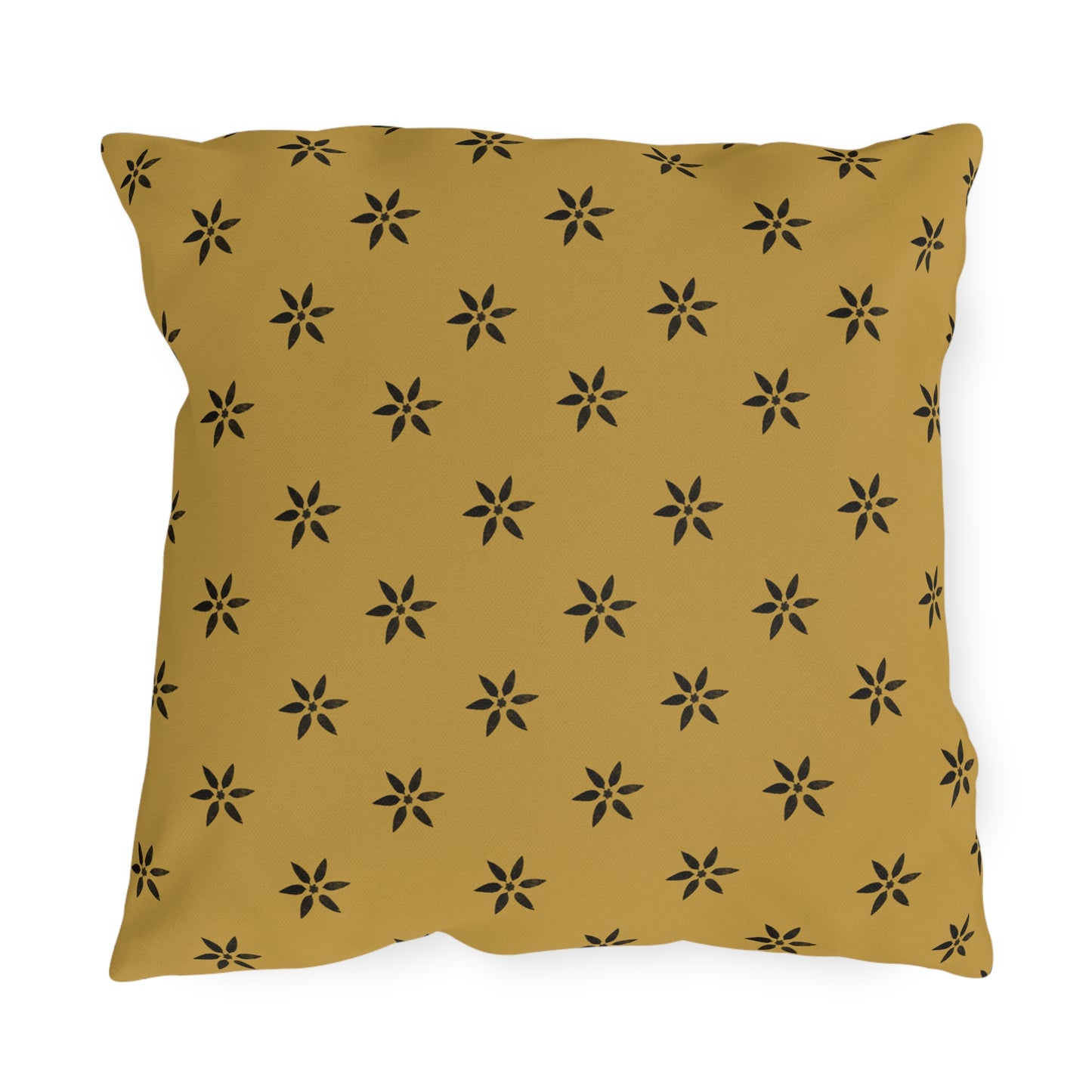 Black Stencil on Gold Outdoor Pillows