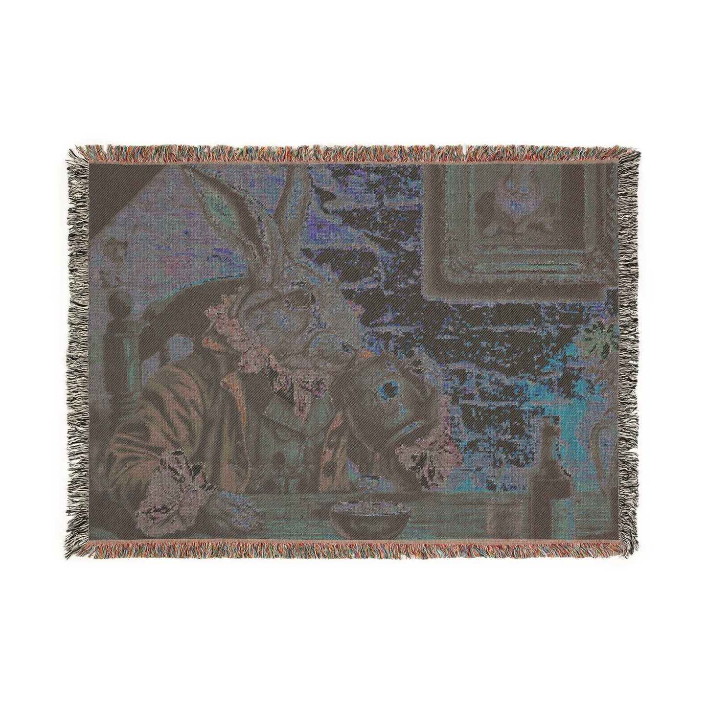 Charming Rabbit Woven Blanket - Cozy Tapestry for Home Decor