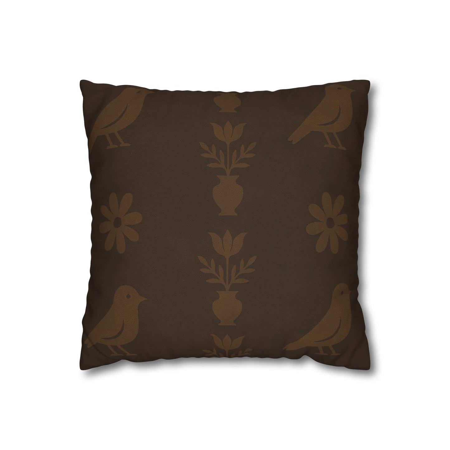 Cozy Bird-Patterned Poly Canvas Pillowcase, Decorative Throw Pillow Cover, Home Decor, Gift for Bird Lovers, Couch Cushion
