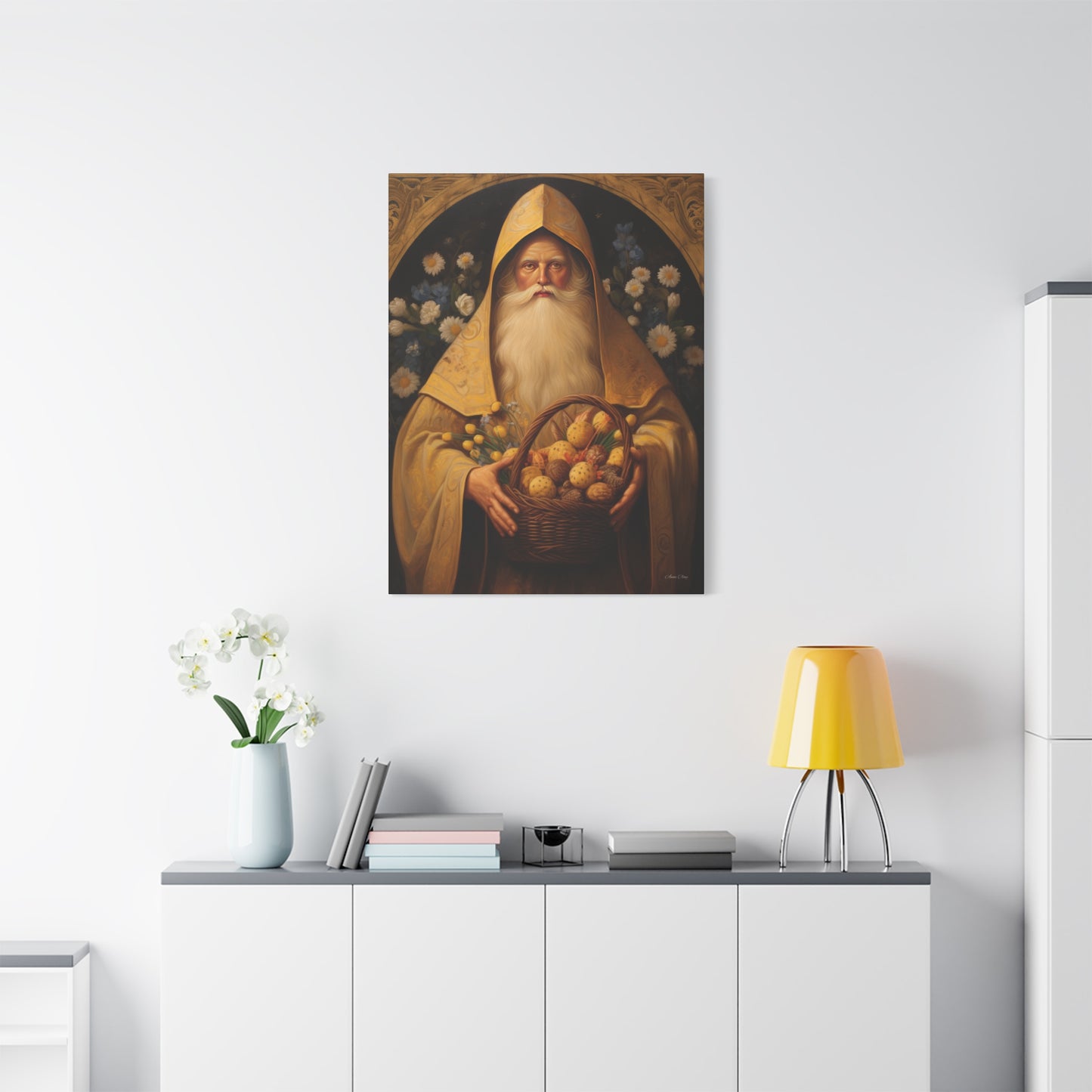 Easter Basket Santa Matte Canvas, Stretched, 1.25"