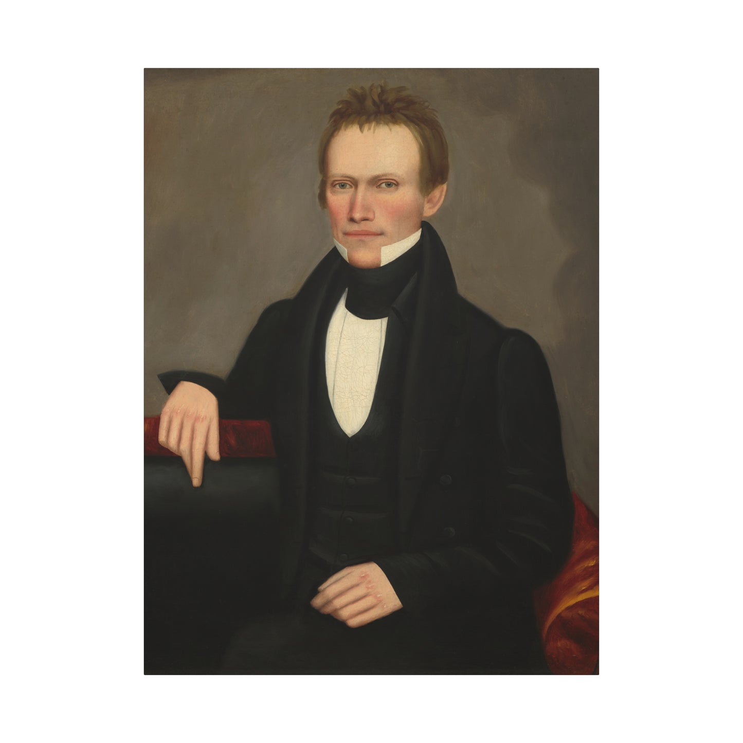 Early American Folk Art Man Classic Portrait Canvas Wall Art - Timeless Elegance for Home Decor