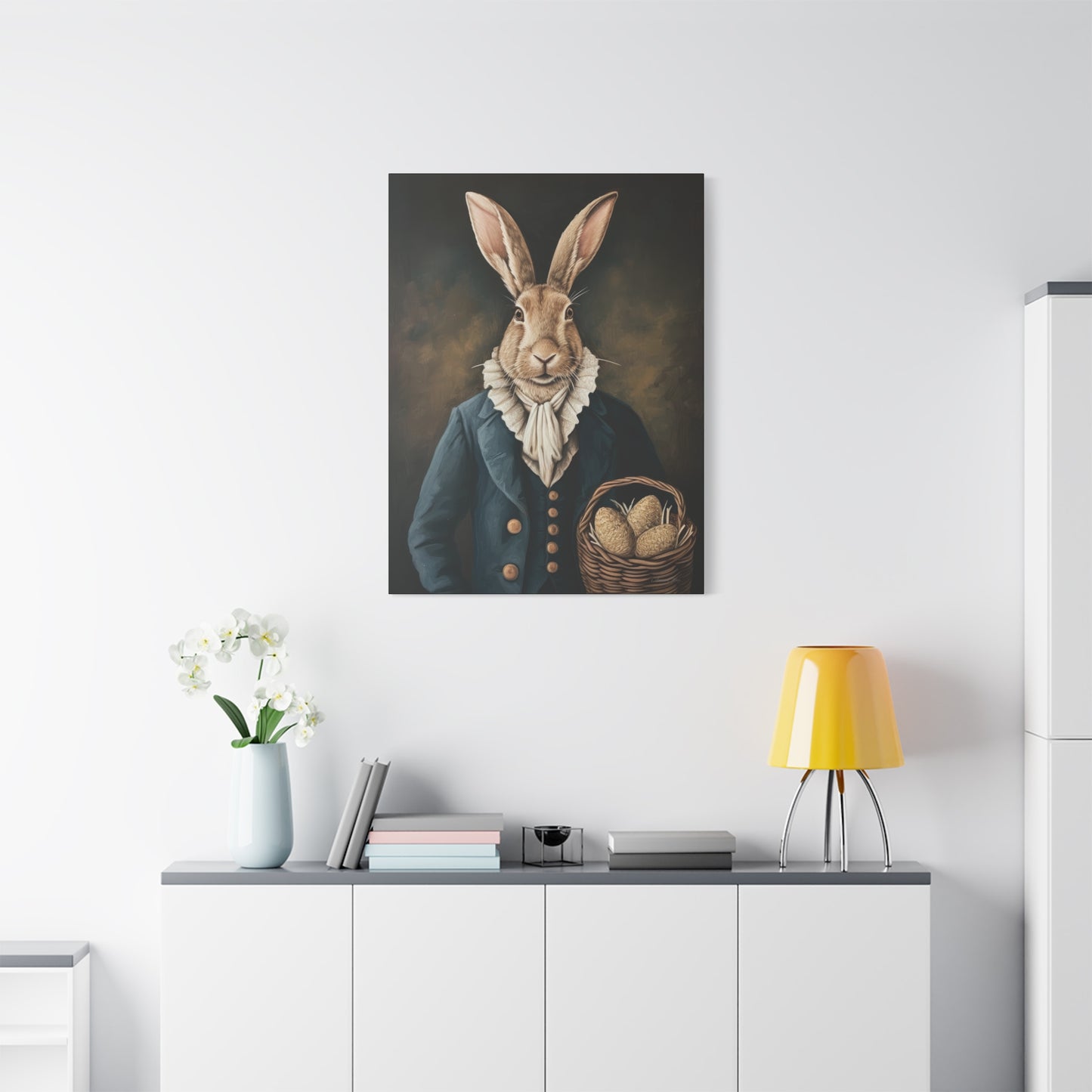 Whimsical Rabbit Canvas Art - Easter Decor - Anne Clay