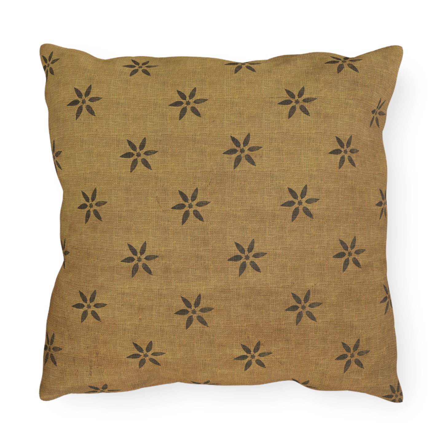 Grungy Burlap style Stencil Petals Outdoor Pillows