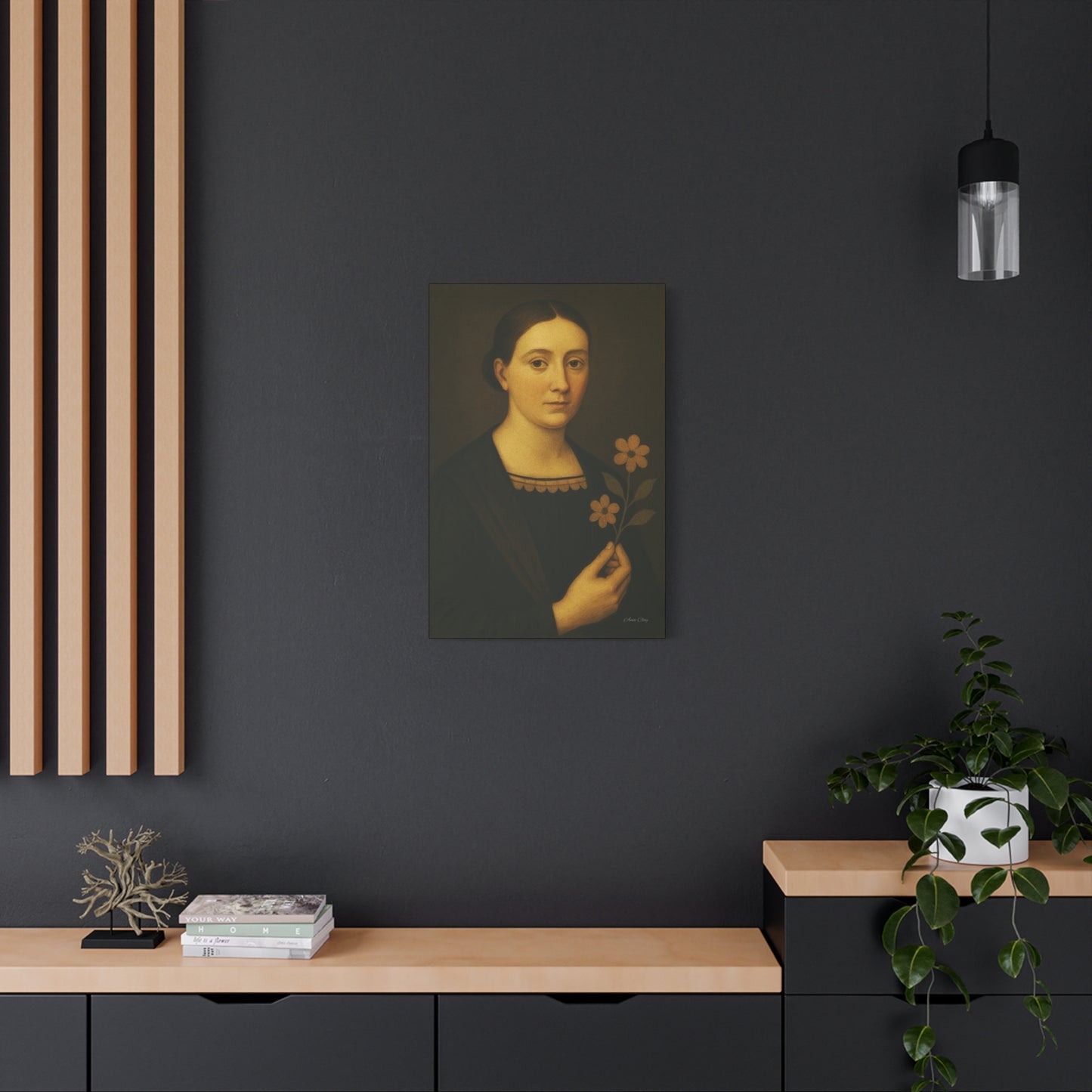 Artistic Canvas Wall Art, Floral Portrait, Home Decor, Gift for Art Lovers, Vintage Style, Wall Decor