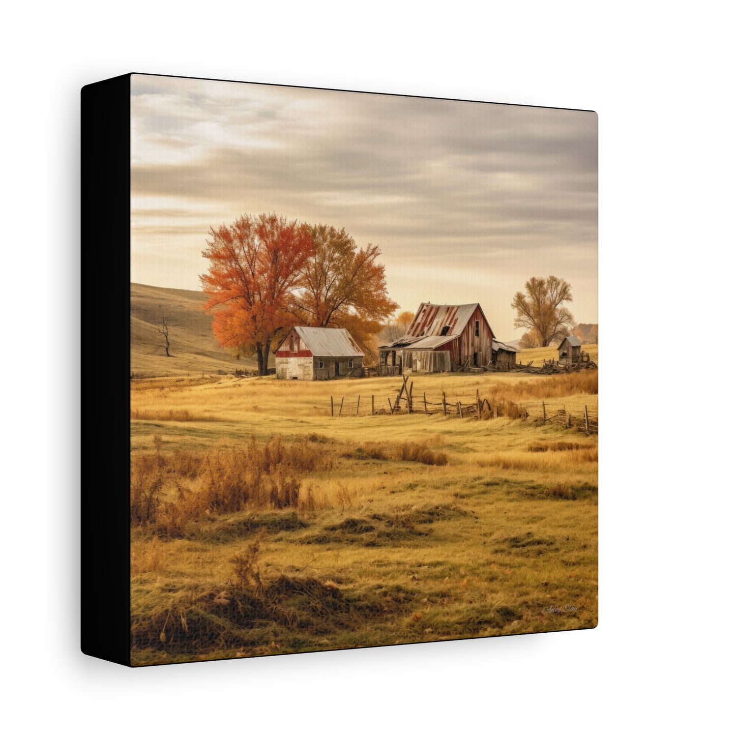 Rustic Farmhouse Canvas Wall Art, Autumn Landscape Decor, Cozy Home Decoration, Farmhouse Style Gift, Rustic Wall Art for All Occasions