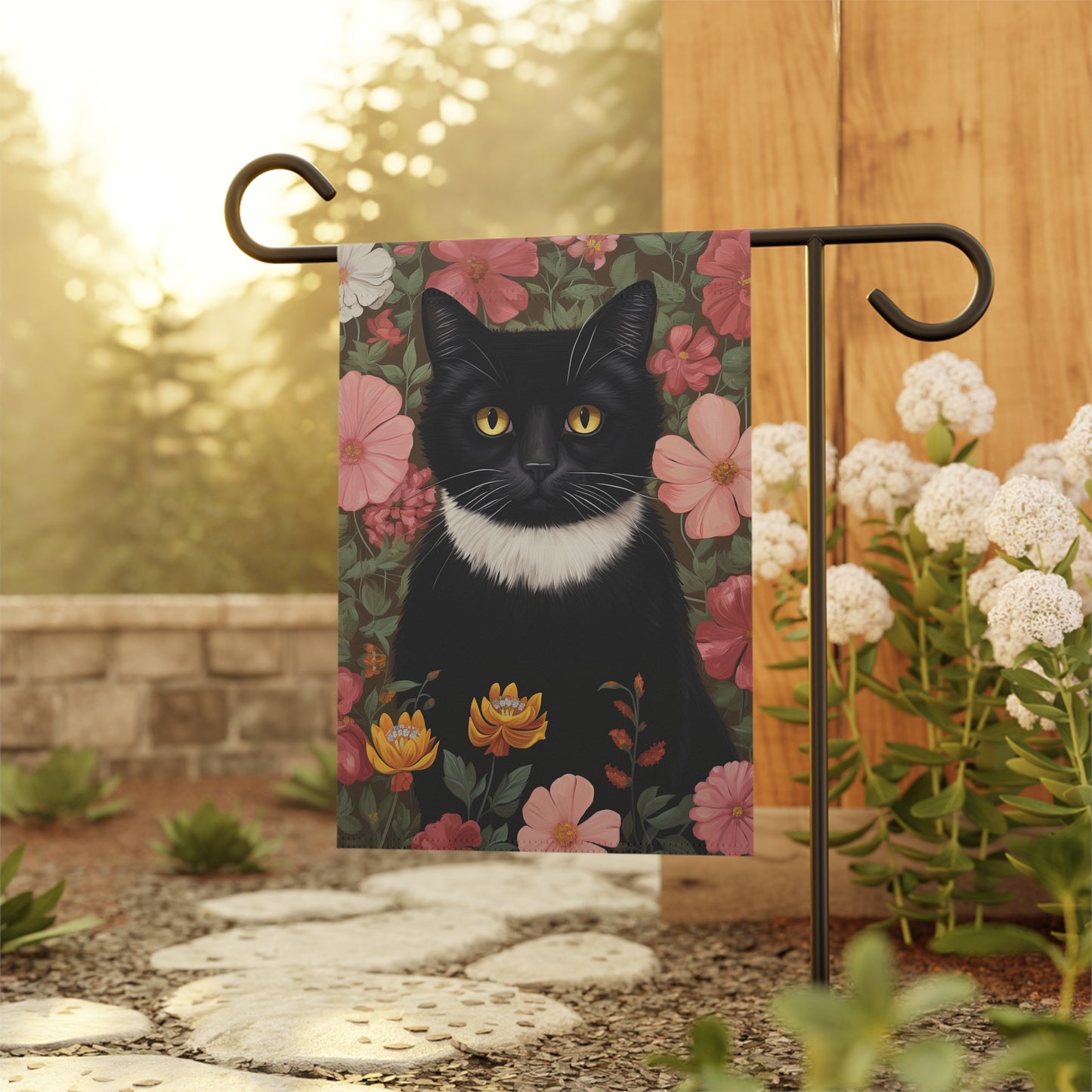 Tuxedo Garden Cat Garden & House Banner
