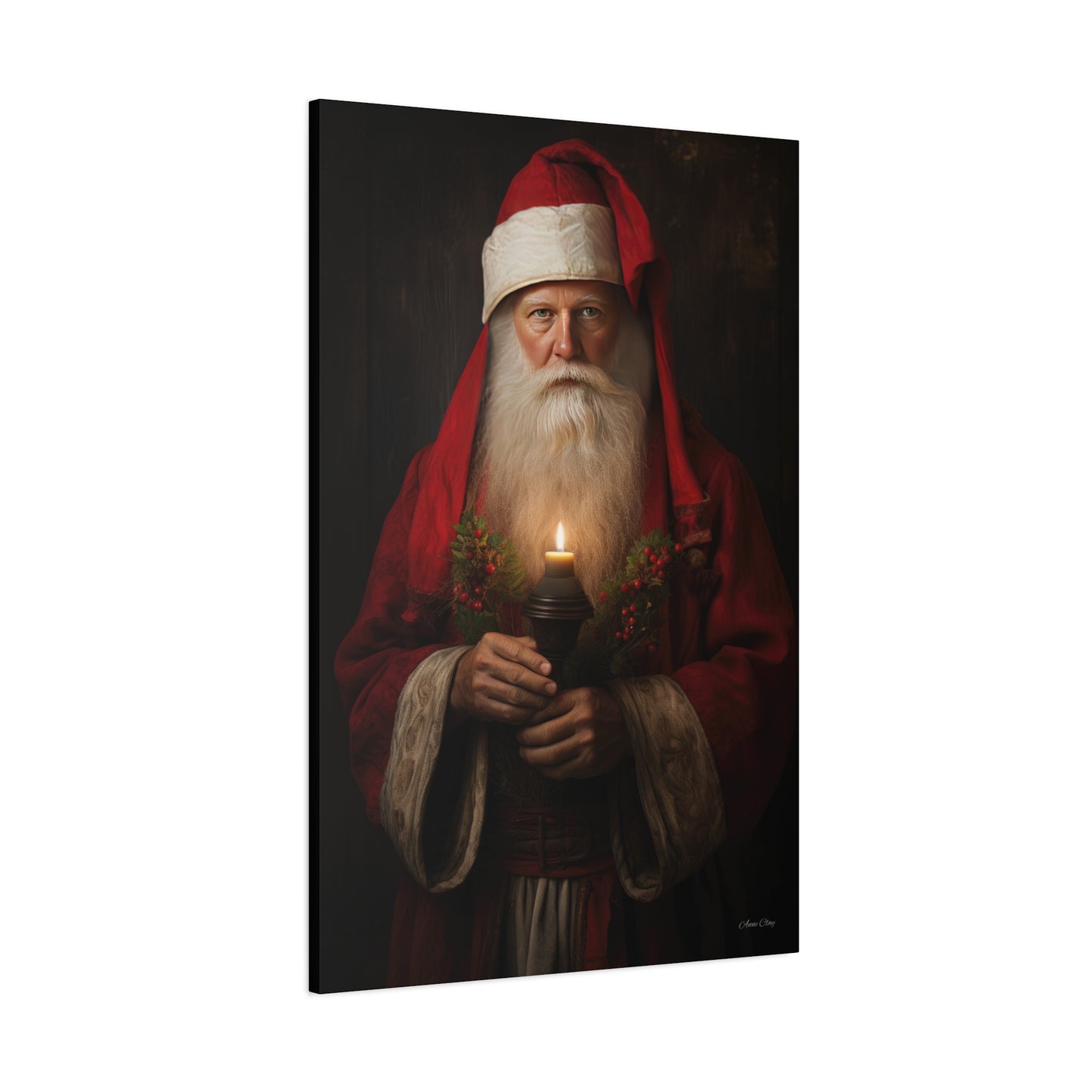 Candlelight Santa Matte Canvas, Stretched, 1.25"