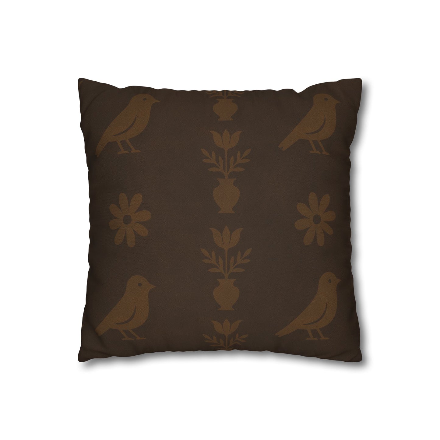Cozy Bird-Patterned Poly Canvas Pillowcase, Decorative Throw Pillow Cover, Home Decor, Gift for Bird Lovers, Couch Cushion