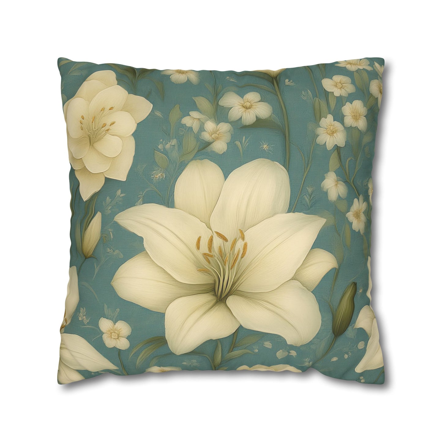 Floral Square Pillowcase, Cozy Home Decor, Gift for Flower Lovers, Soft Decorative Pillow, Spring Living Room Accessories