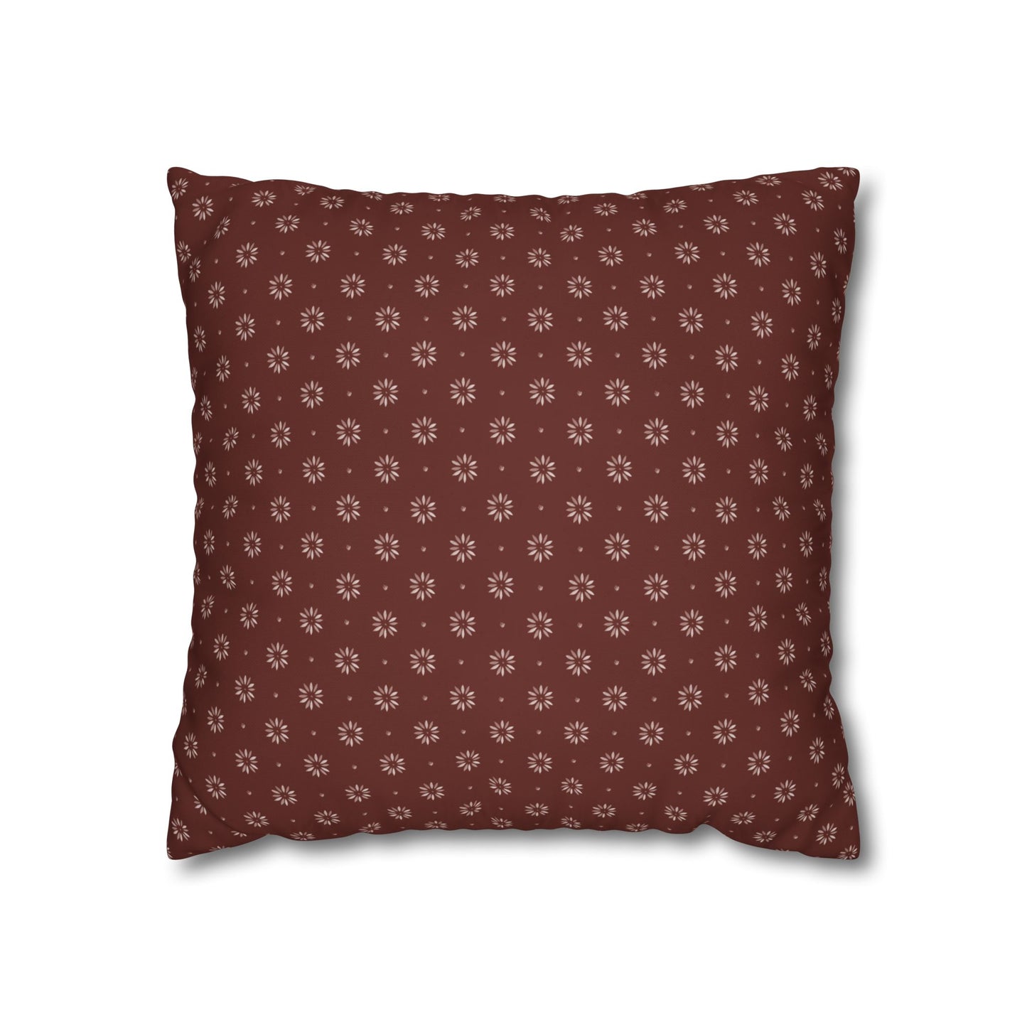 Petal Stencils on Red Square Poly Canvas Pillowcase