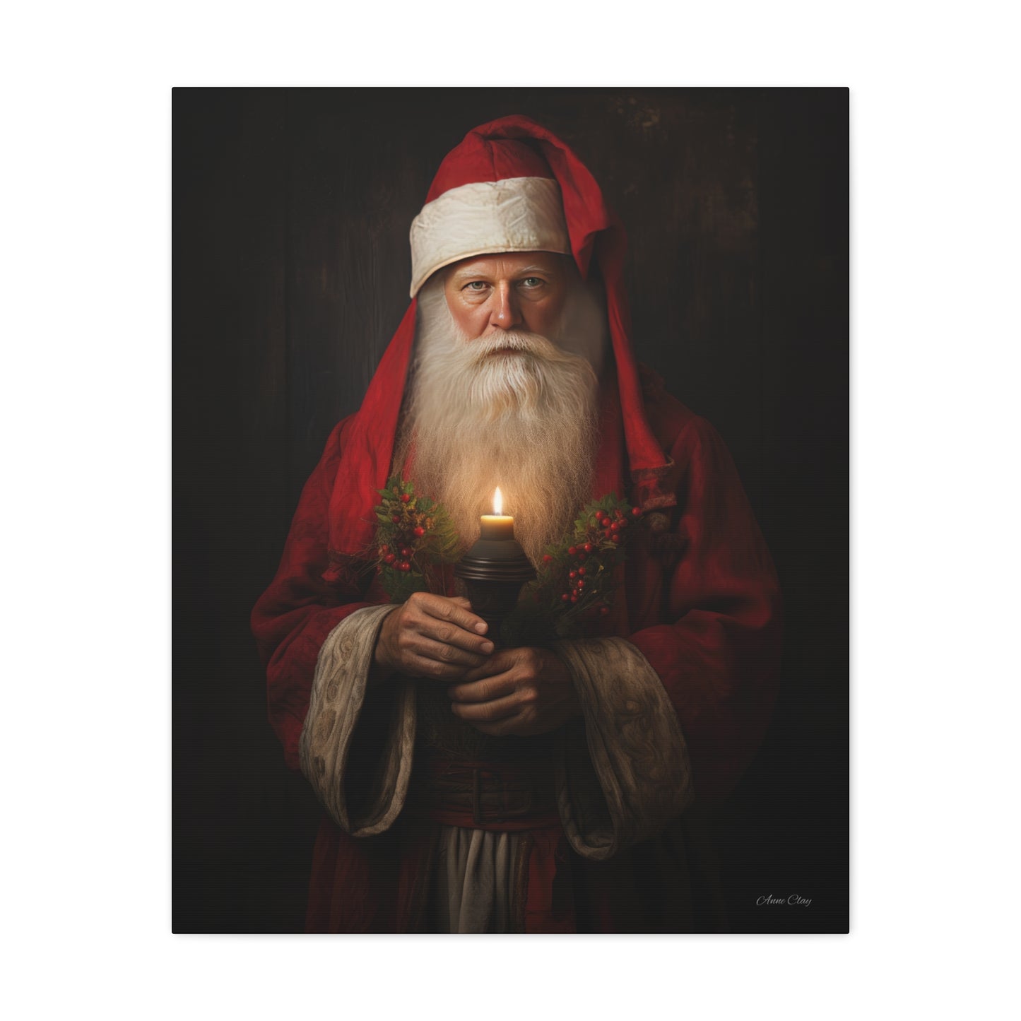 Candlelight Santa Matte Canvas, Stretched, 1.25"