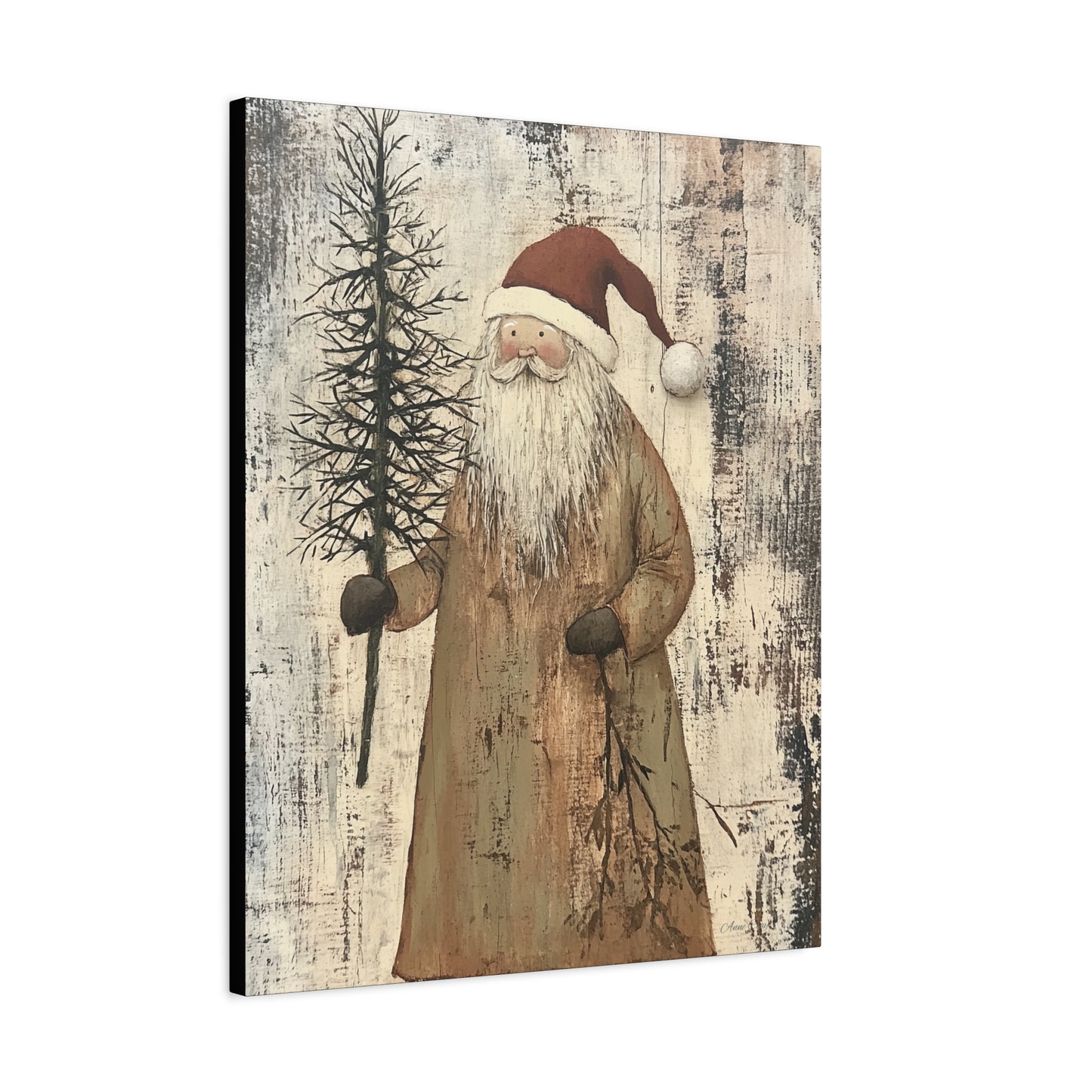 Happy Twiggy Santa Matte Canvas, Stretched, 1.25"