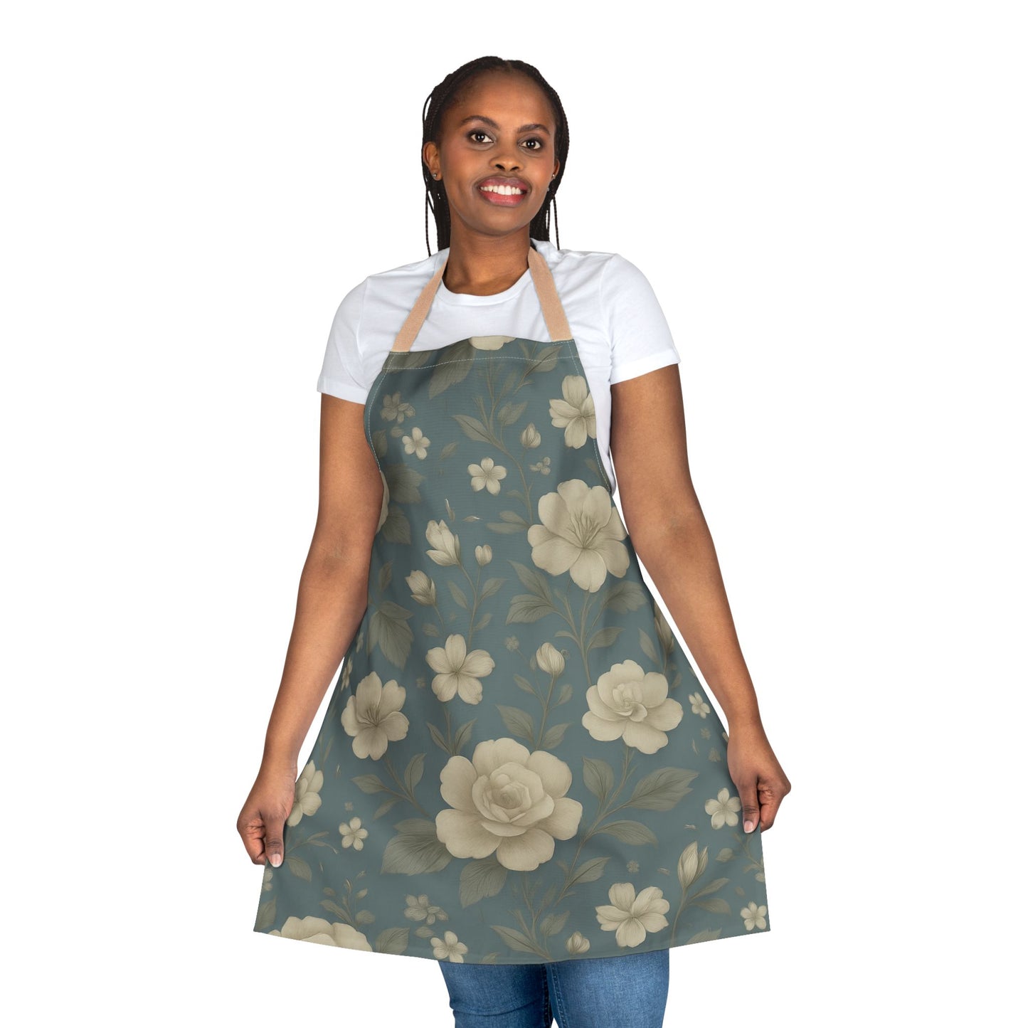 Elegant Floral Apron with 5-Color Straps, Cooking Gift for Chefs, Kitchen Decor, Home Cooking, Mother's Day, Gardening, BBQ