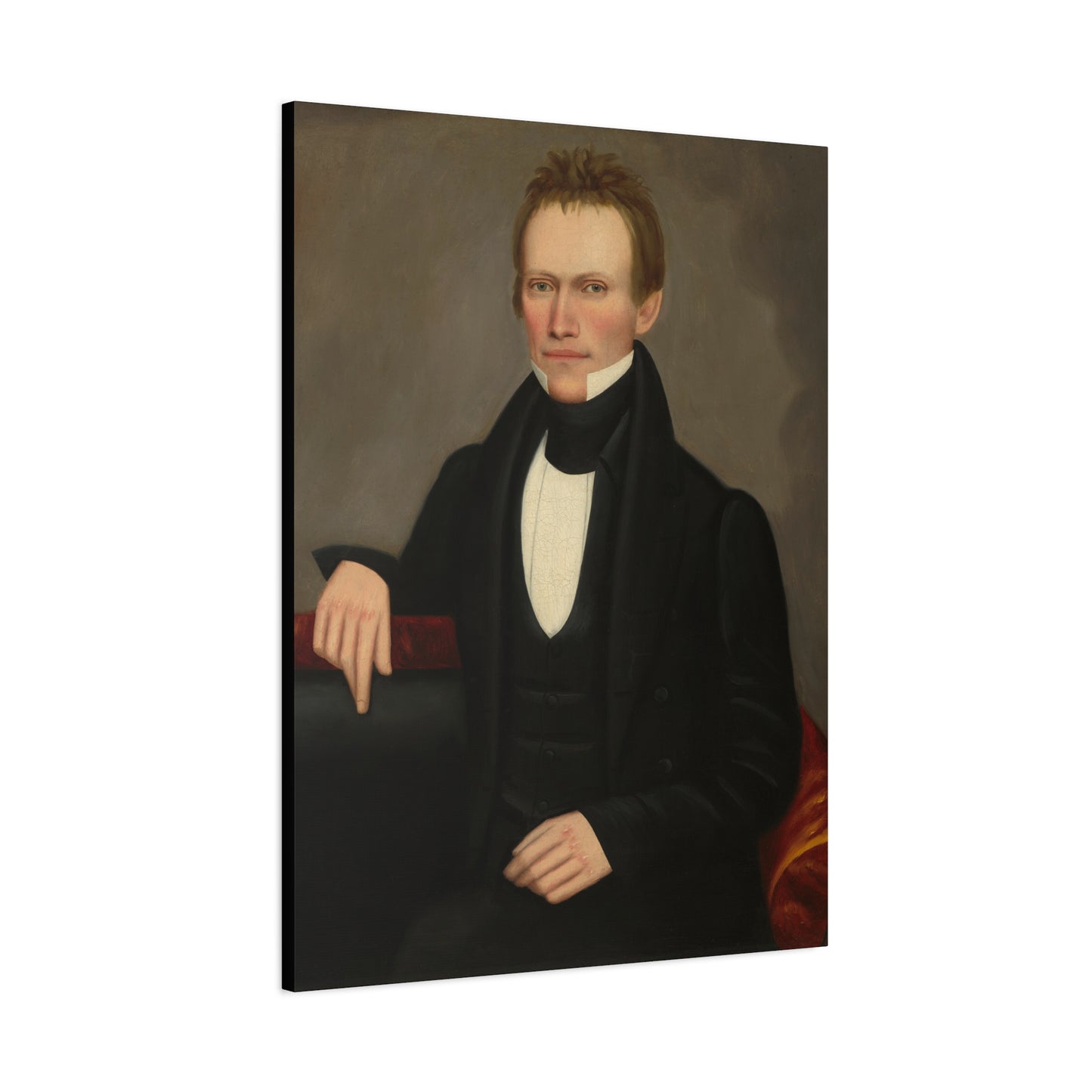 Early American Folk Art Man Classic Portrait Canvas Wall Art - Timeless Elegance for Home Decor