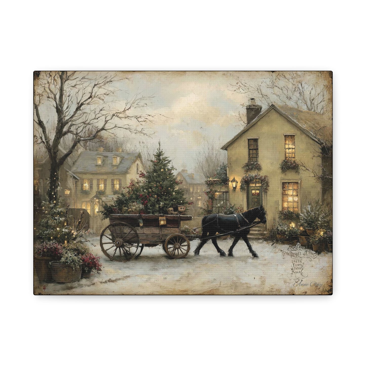 Rustic Winter Canvas Art, Holiday Home Decor, Christmas Wall Art, Cozy Living Room Decoration, Seasonal Wall Hanging