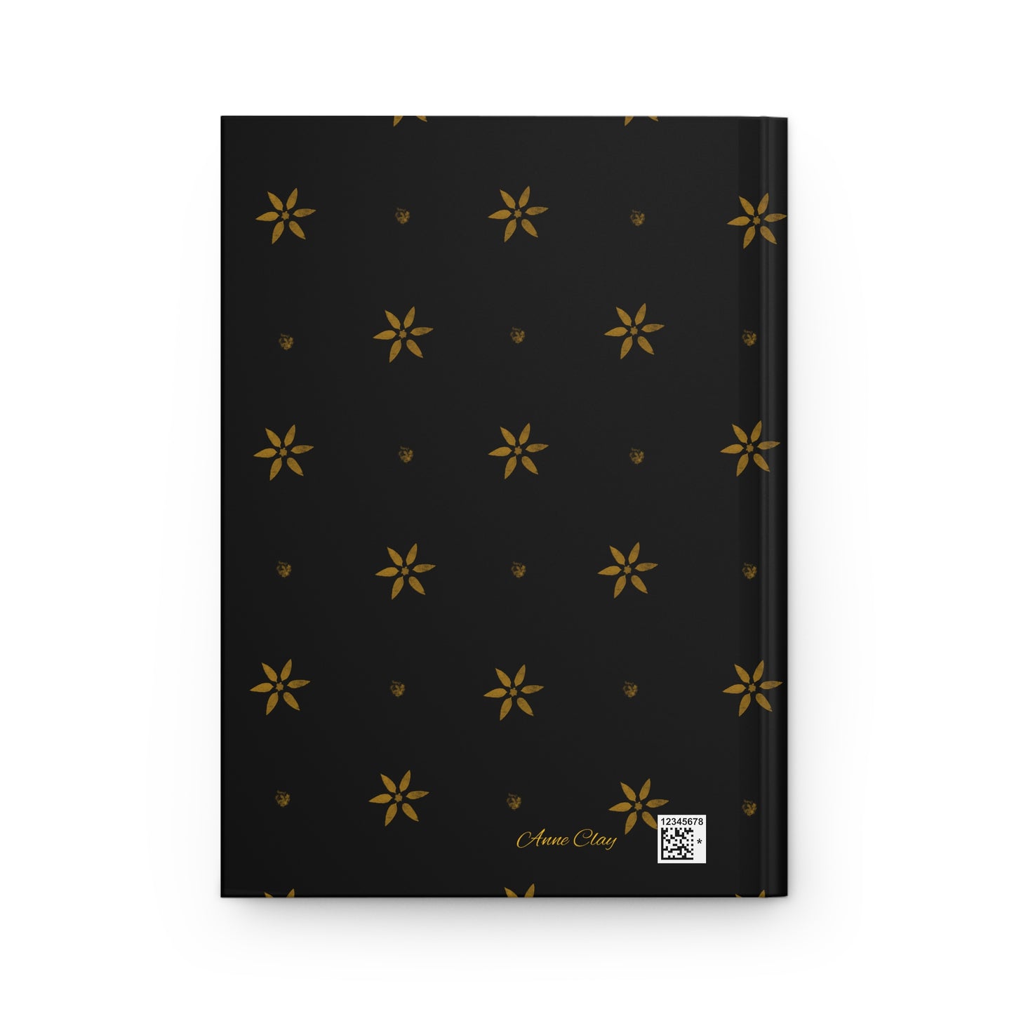 Mustard Petals on Black Stencil Hardcover Journal Matte