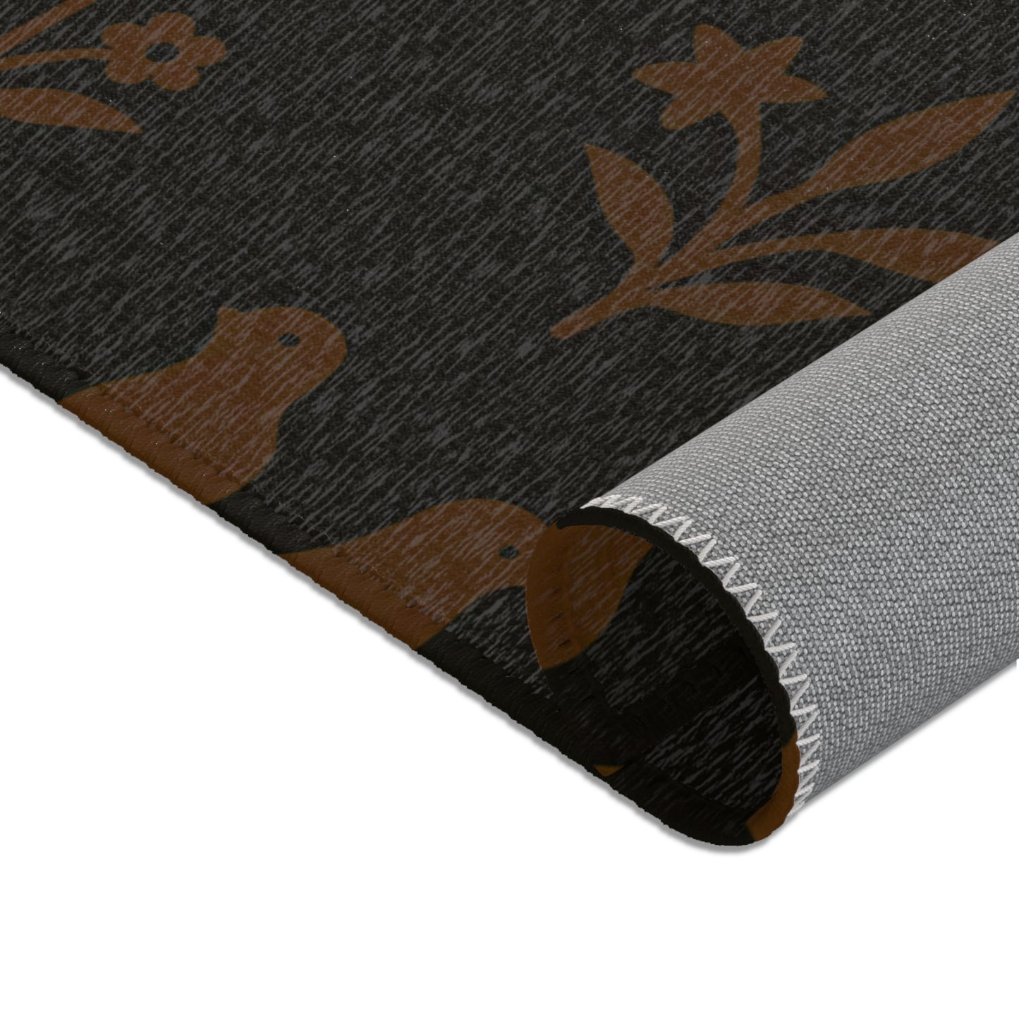 Elegant Floral Area Rug | Black & Brown Design, Home Decor, Living Room Mat, Cozy Atmosphere, Gift for Any Occasion