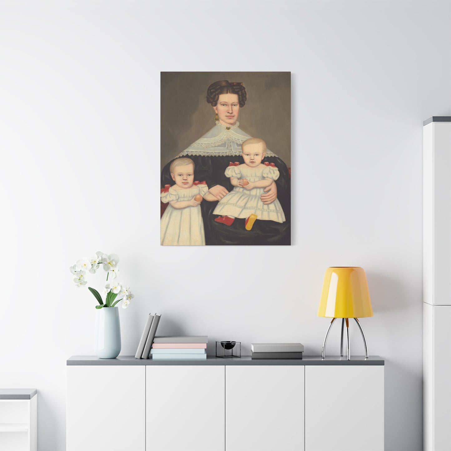 Mrs. Paul Smith Palmer Vintage Family Canvas Art - Classic Portrait of Mother and Twins