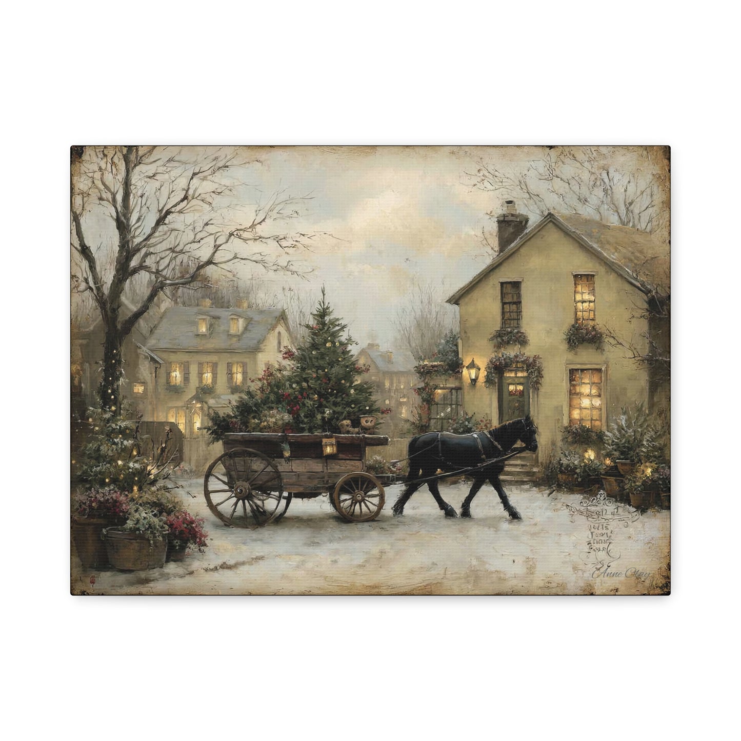Rustic Winter Canvas Art, Holiday Home Decor, Christmas Wall Art, Cozy Living Room Decoration, Seasonal Wall Hanging