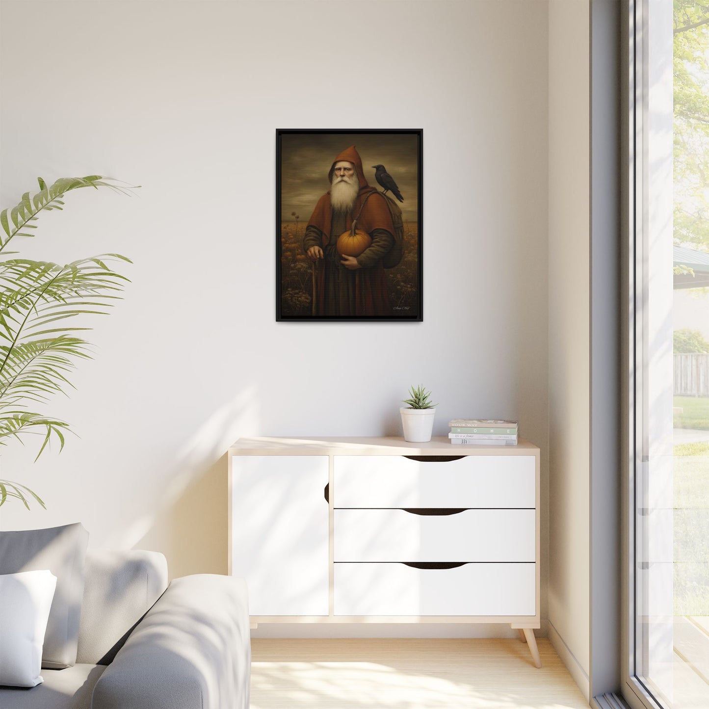 Framed Autumn Canvas Art, Fall Decor for Home, Harvest Wall Art, Thanksgiving Gift, Rustic Nature Painting