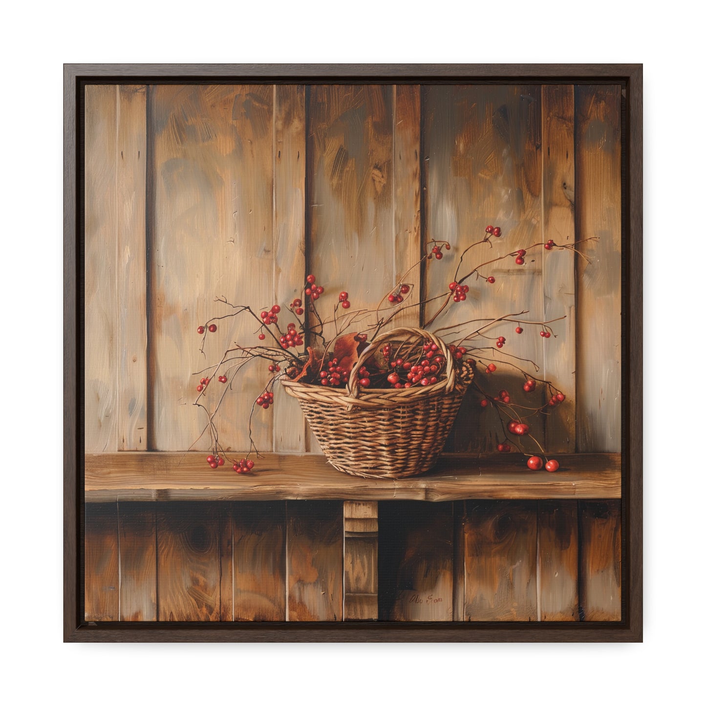 Basket of Bittersweet Gallery Canvas Wraps, Square Frame